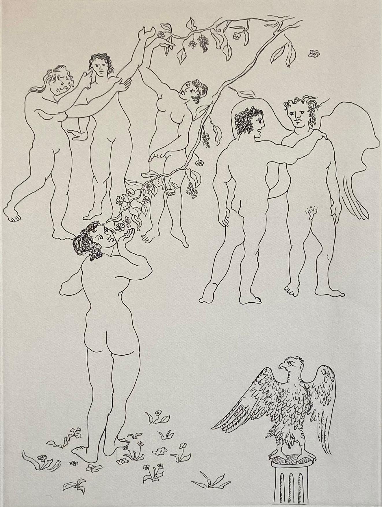 Italian Surrealist Aquatint Etching Enrico Baj Pop Art Nude Mod Cherubs Angels For Sale 1
