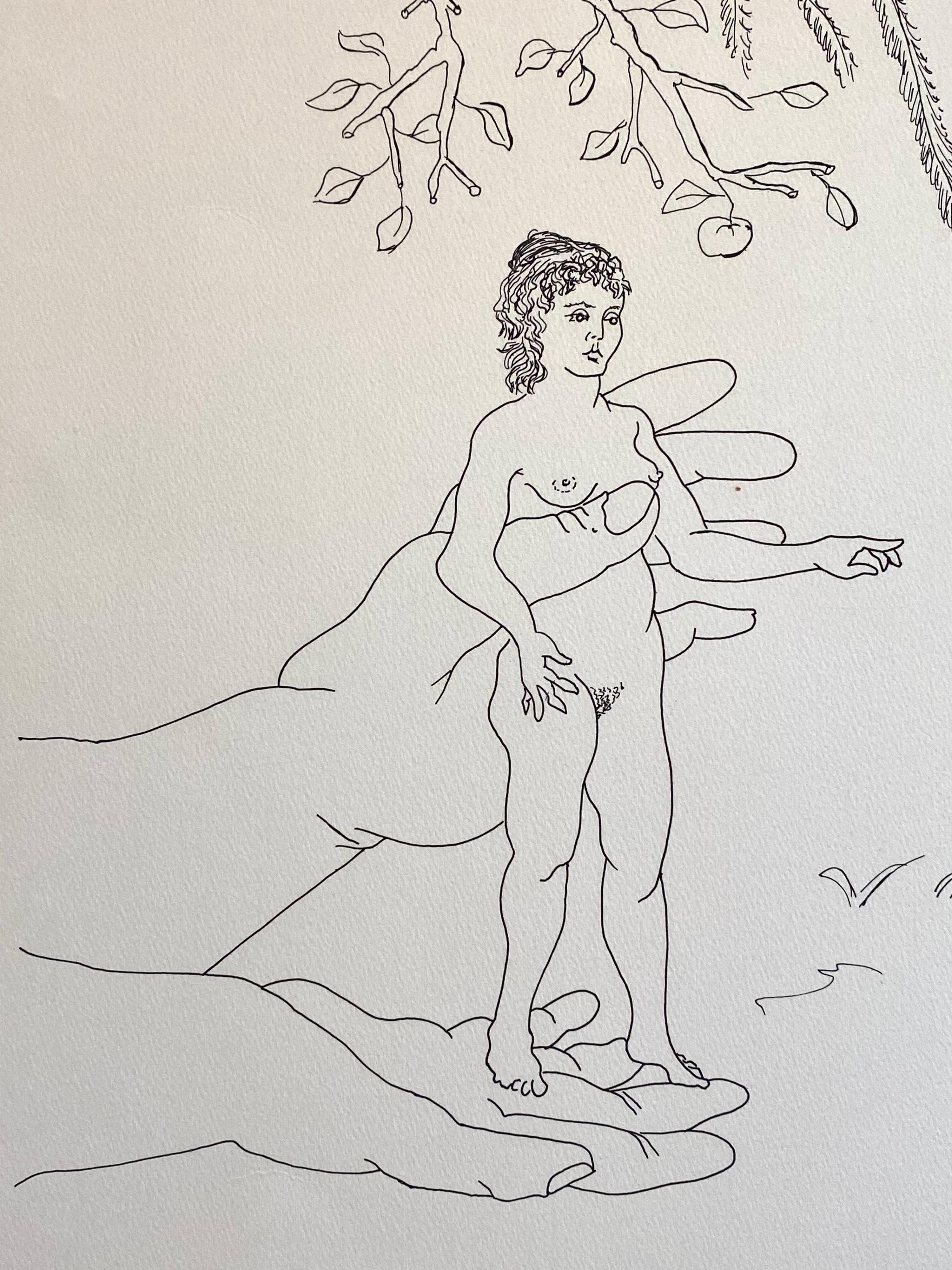 Italian Surrealist Aquatint Etching Enrico Baj Pop Art Nude Mod Cherubs Angels For Sale 2