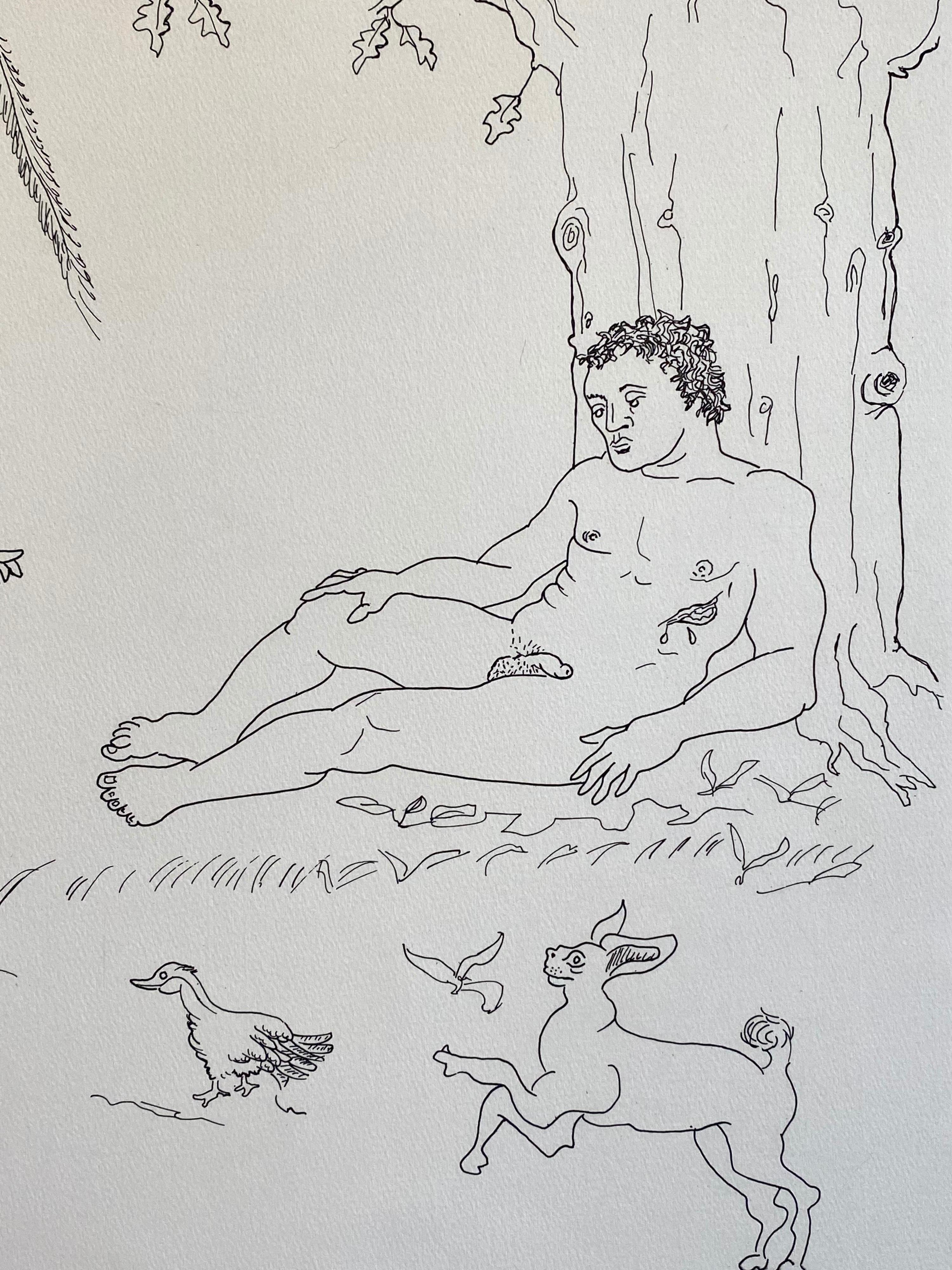 Italian Surrealist Aquatint Etching Enrico Baj Pop Art Nude Mod Cherubs Angels For Sale 3