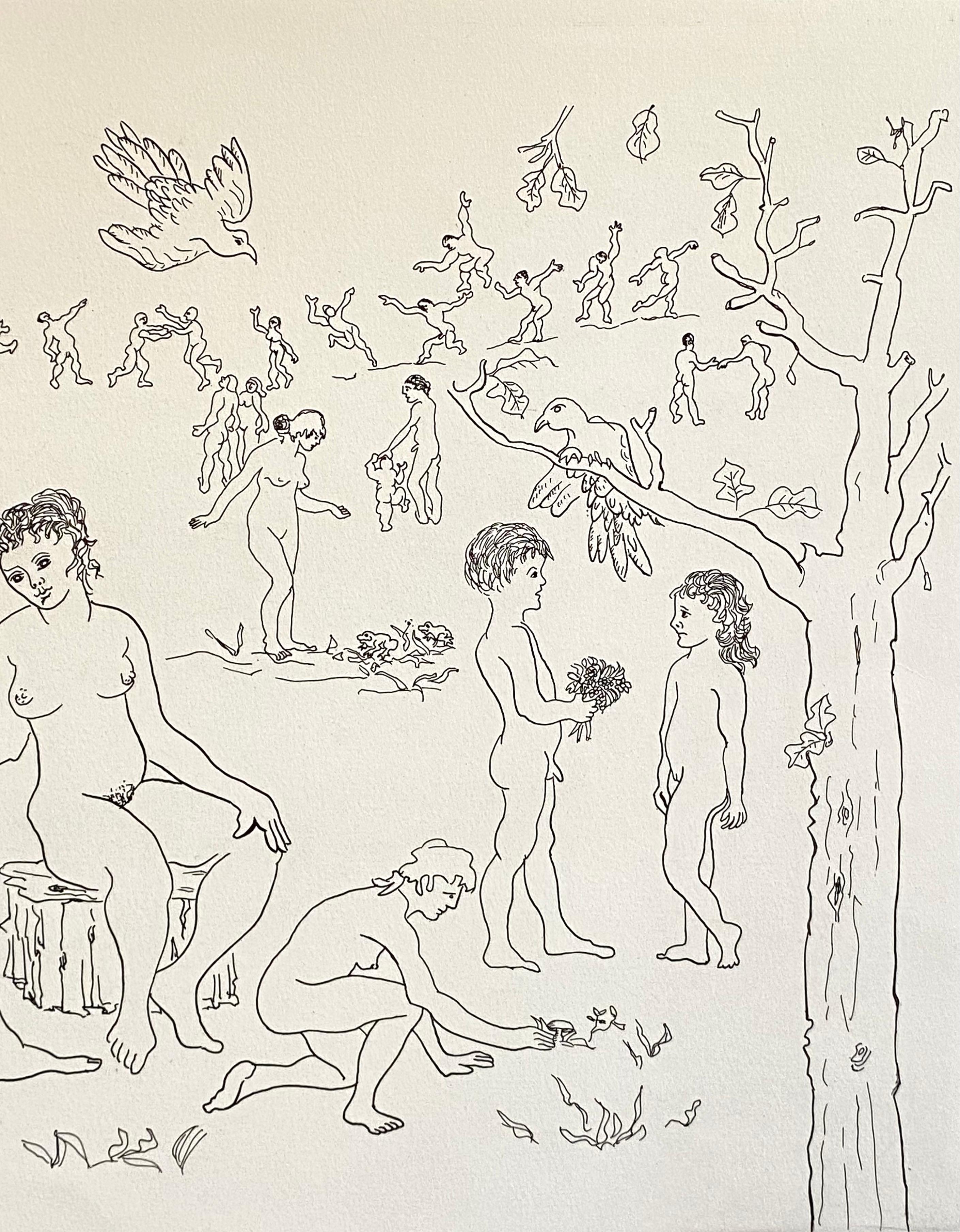 Italian Surrealist Aquatint Etching Enrico Baj Pop Art Nude Mod Cherubs Angels For Sale 3