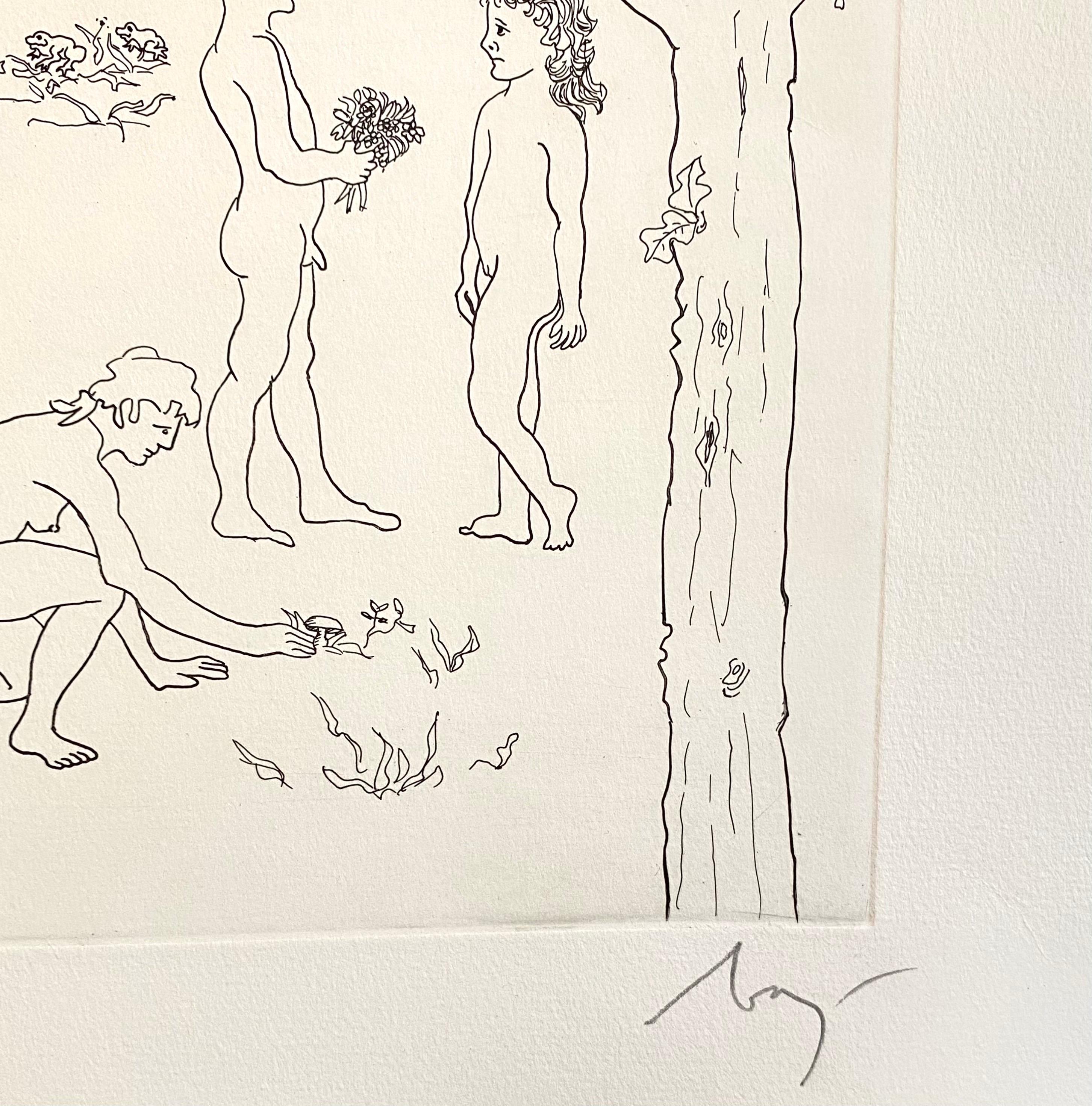 Italian Surrealist Aquatint Etching Enrico Baj Pop Art Nude Mod Cherubs Angels For Sale 4