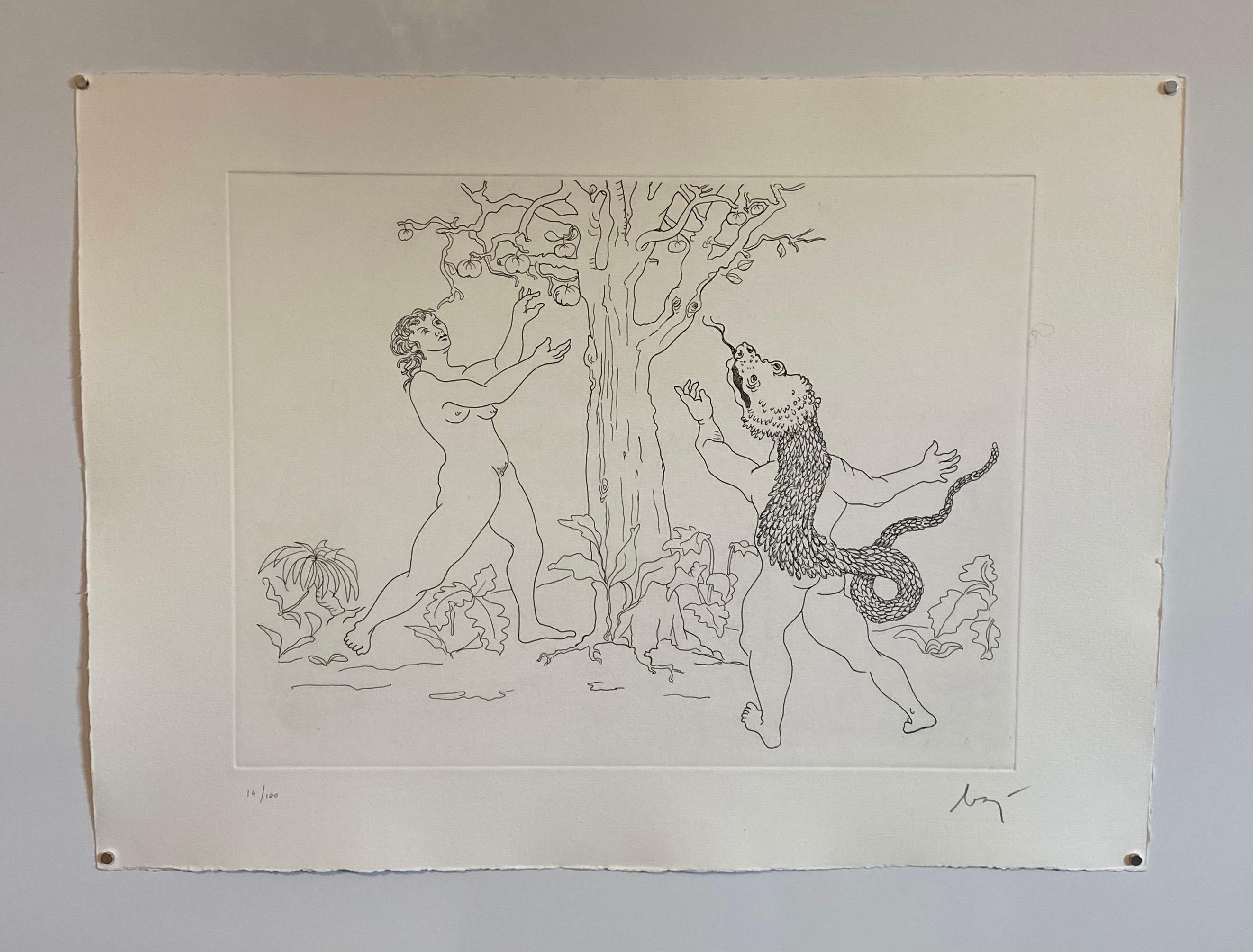Italian Surrealist Aquatint Etching Enrico Baj Pop Art Nude Mod Cherubs Angels For Sale 4