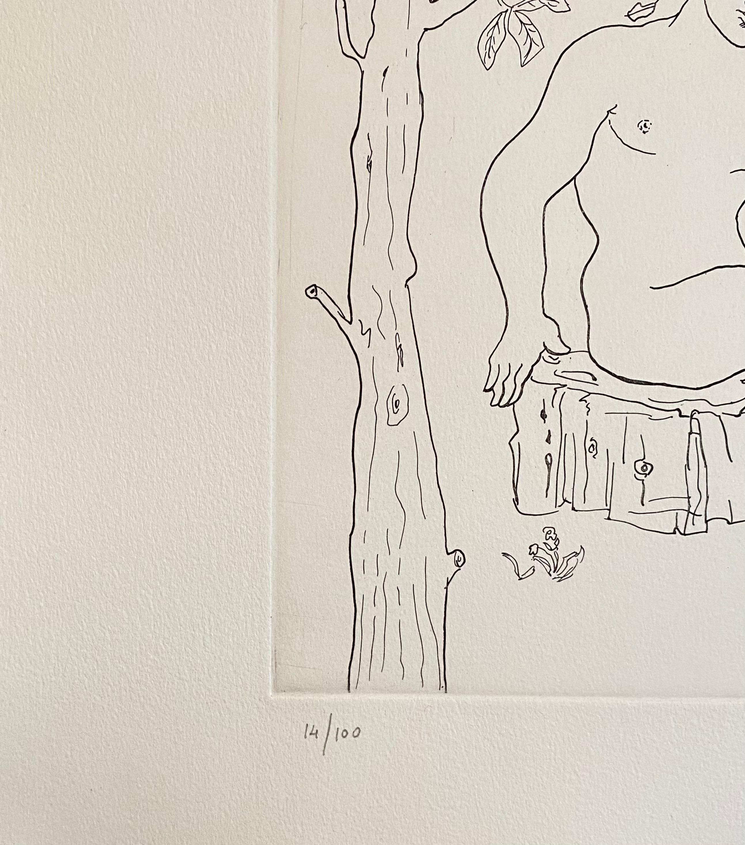 Italian Surrealist Aquatint Etching Enrico Baj Pop Art Nude Mod Cherubs Angels For Sale 5