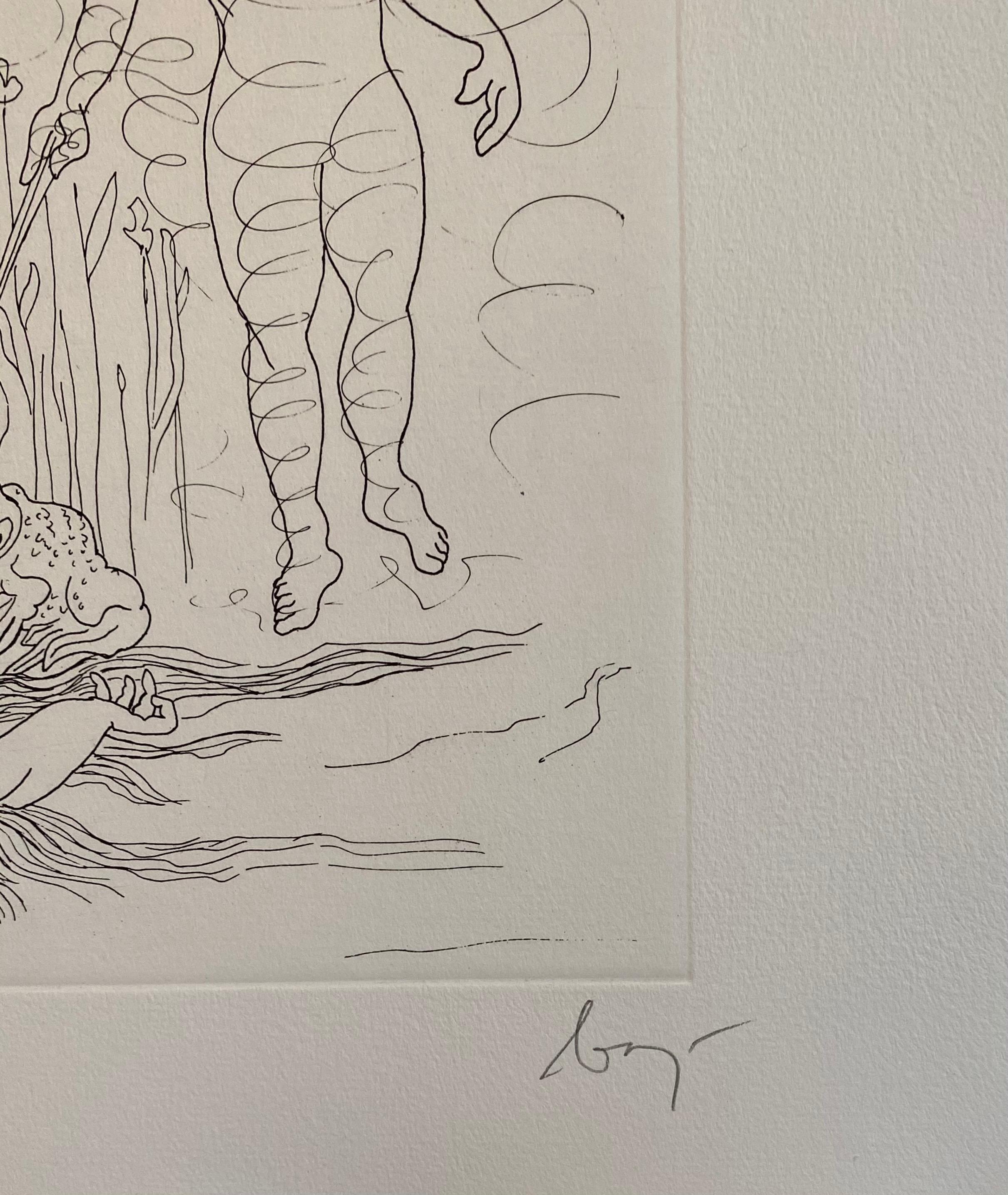 Italian Surrealist Aquatint Etching Enrico Baj Pop Art Nude Mod Cherubs Angels For Sale 6