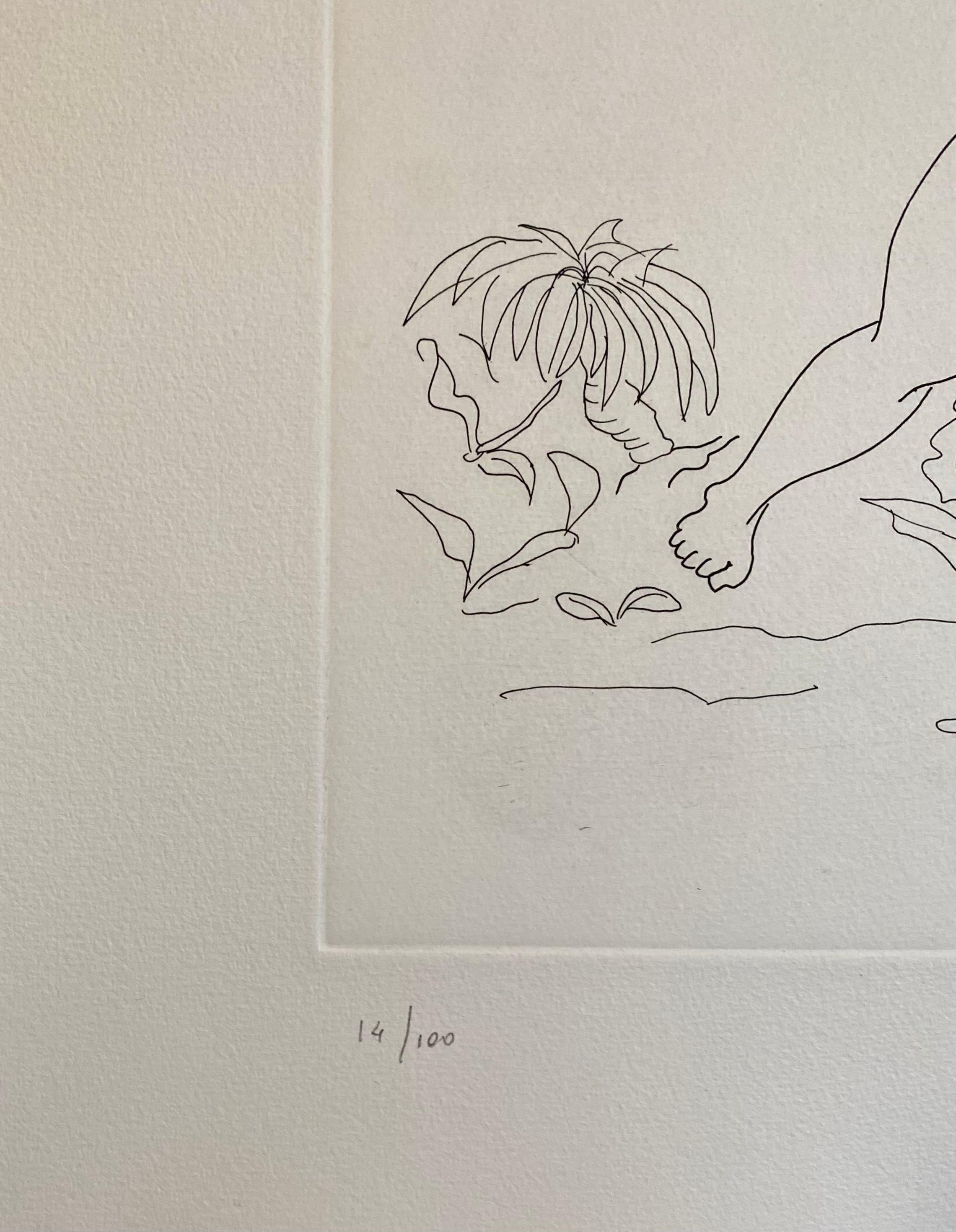 Italian Surrealist Aquatint Etching Enrico Baj Pop Art Nude Mod Cherubs Angels For Sale 6
