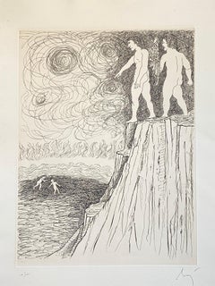 Italienisch Surrealist Aquatinta Radierung Enrico Baj Pop Art Nude Mod Cherubs Angels