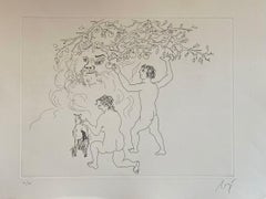 Italienisch Surrealist Aquatinta Radierung Enrico Baj Pop Art Nude Mod Cherubs Angels