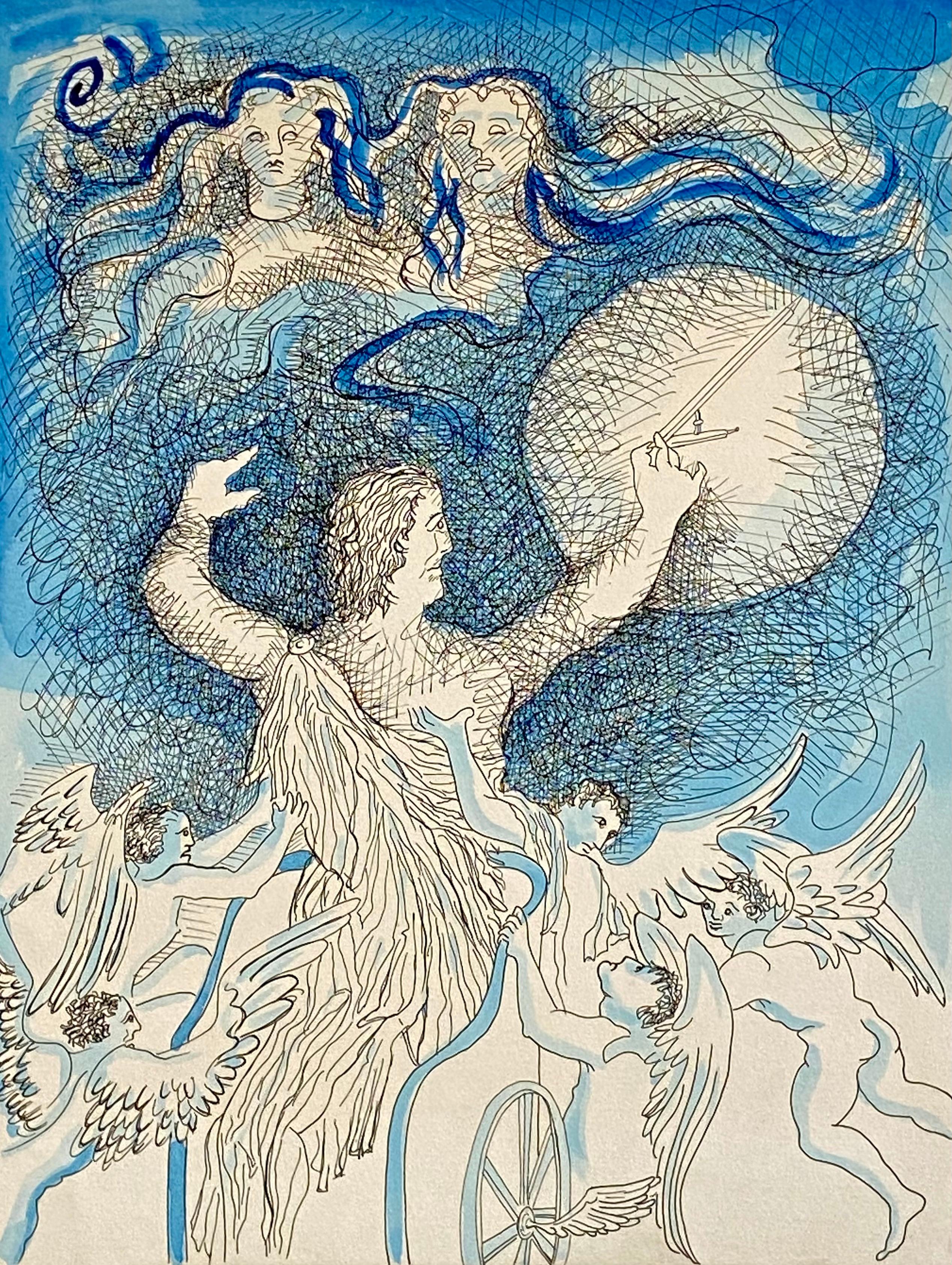 Aguafuerte Surrealista Italiano Enrico Baj Pop Art con Pintura Acuarela en venta 1