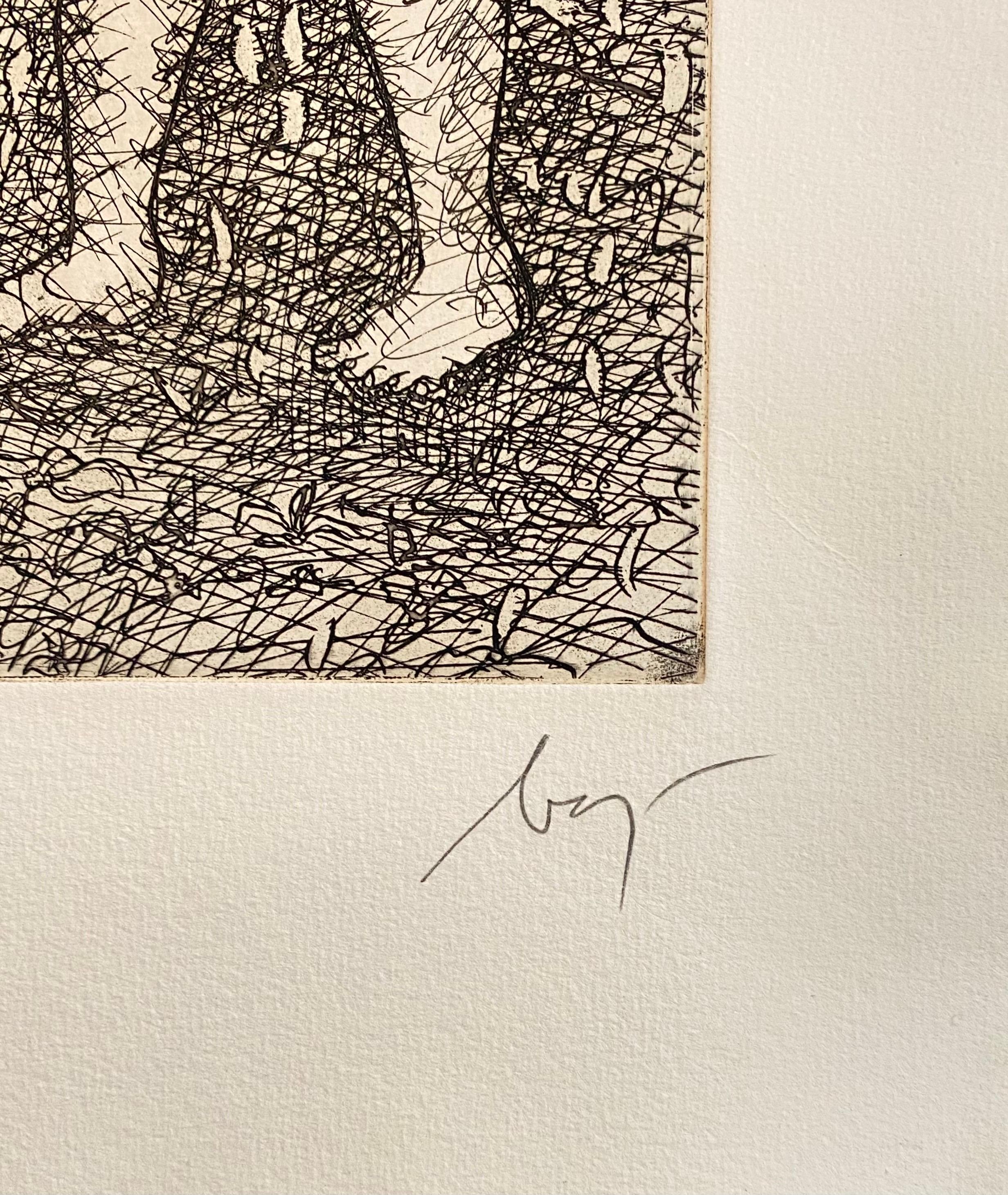 Aguafuerte Surrealista Italiano Enrico Baj Pop Art con Pintura Acuarela en venta 3