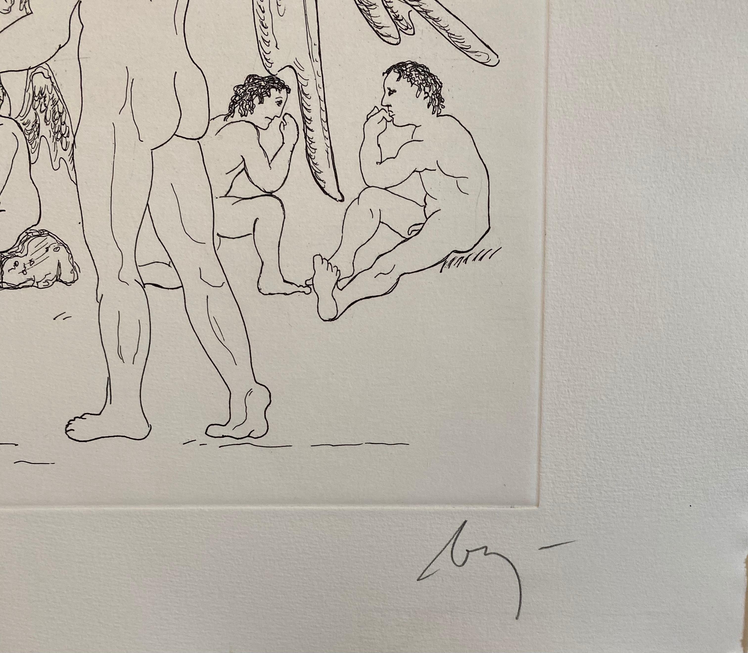 Aguafuerte Surrealista Italiano Enrico Baj Pop Art con Pintura Acuarela en venta 5