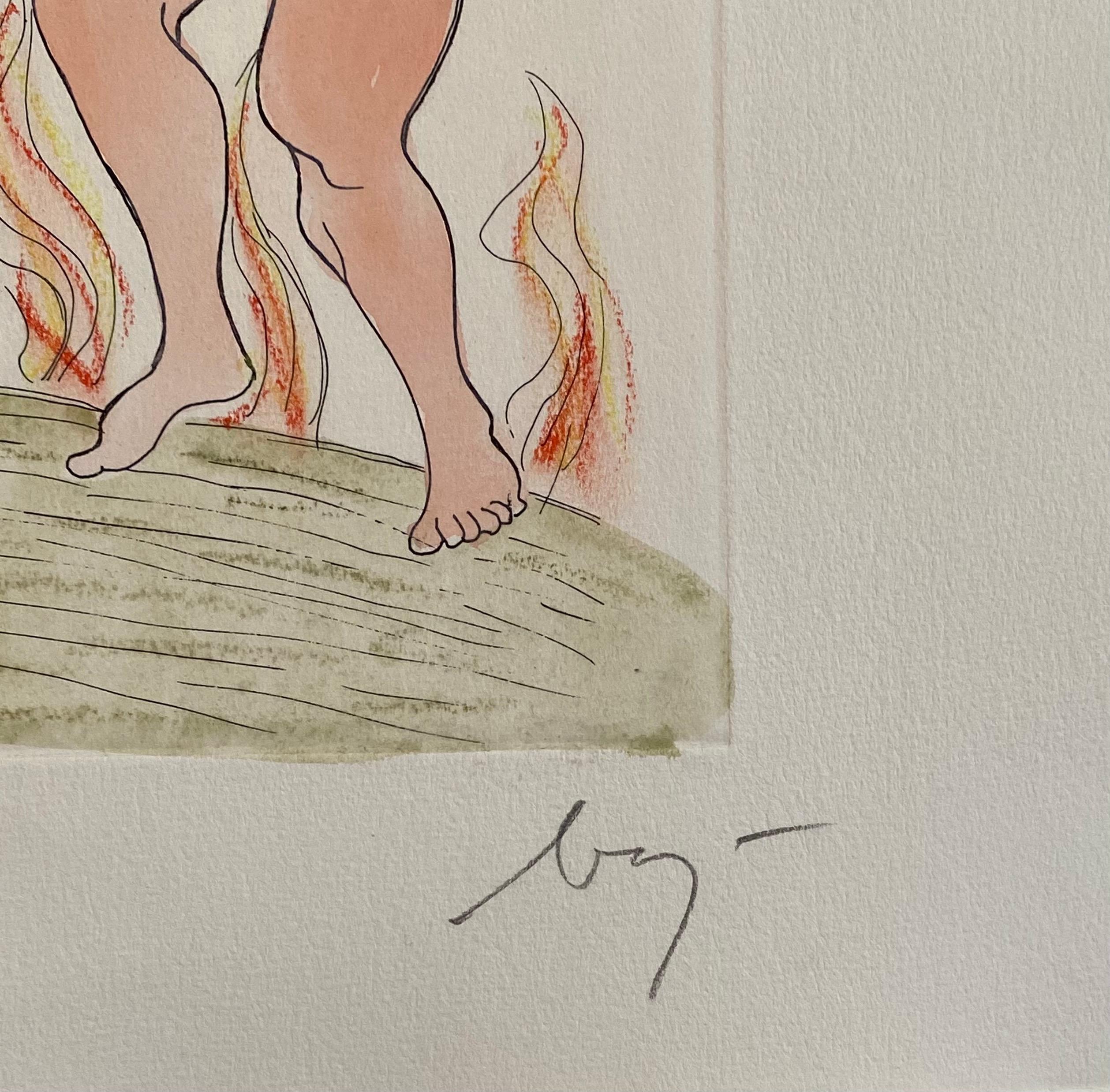 Aguafuerte Surrealista Italiano Enrico Baj Pop Art con Pintura Acuarela en venta 5
