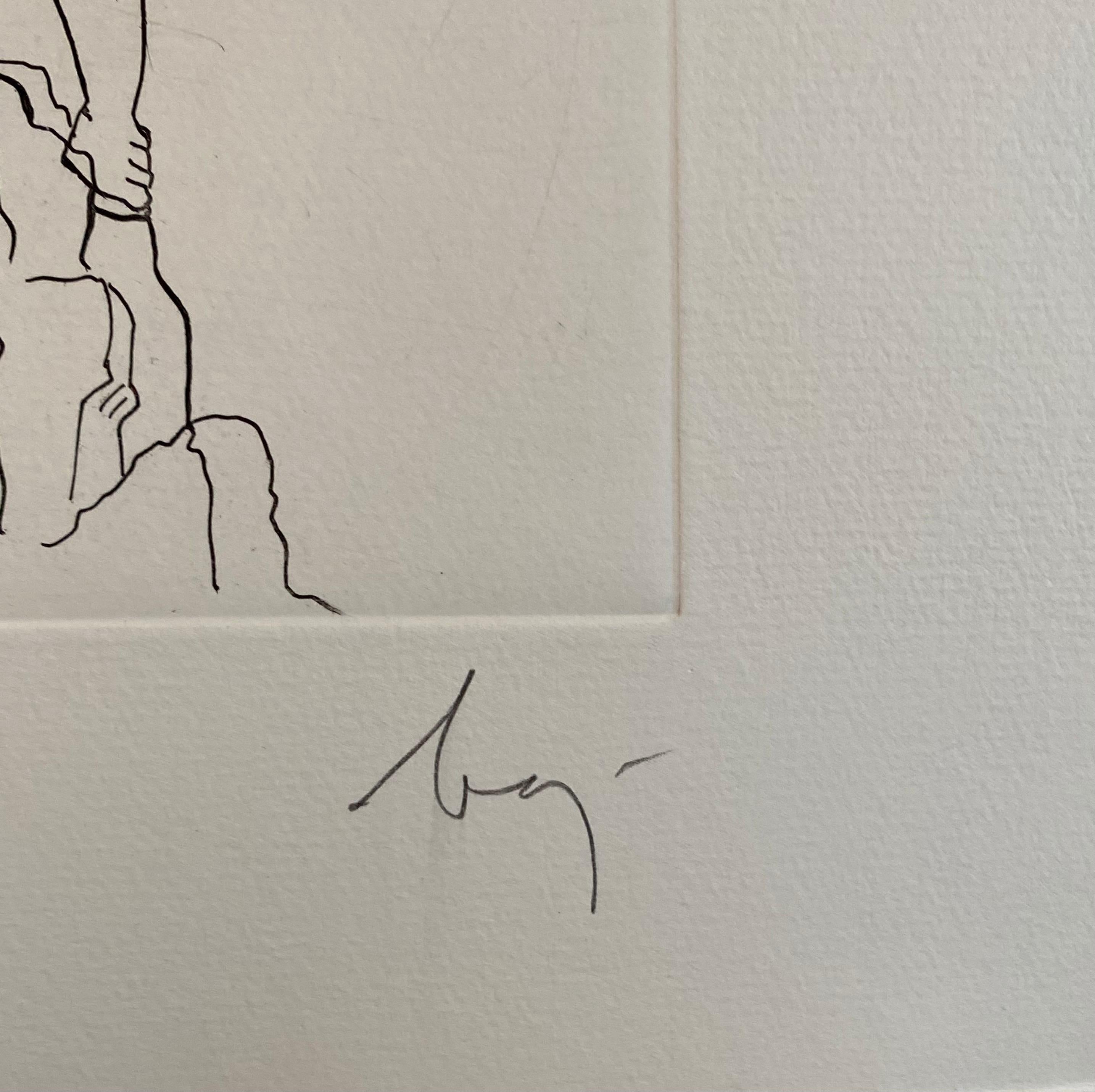 Aguafuerte Surrealista Italiano Enrico Baj Pop Art con Pintura Acuarela en venta 5