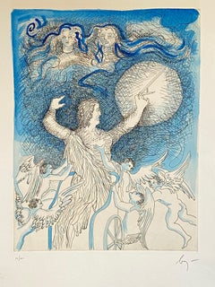 Italienische surrealistische Aquatinta-Radierung Enrico Baj, Pop-Art mit Aquarellmalerei