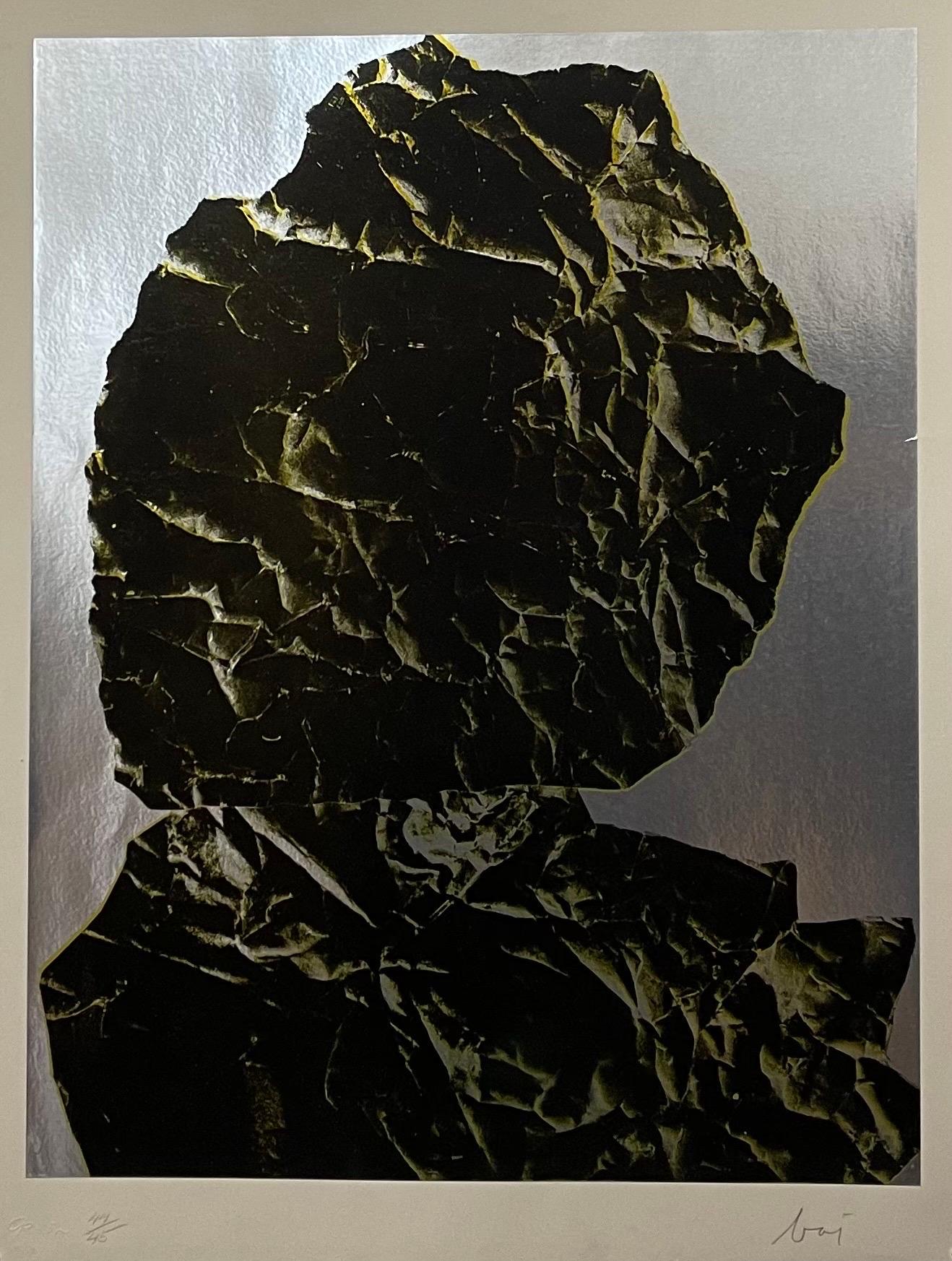 Enrico Baj (1924-2003) Italian, limited edition print. 
Hand signed and numbered Signature on the corner. Edition 44 of 45. metallic silver aluminum.
Baj was an Italian artist best known for his political collages, prints, paintings, and sculptures.