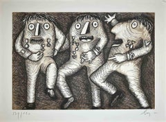 The Generals - Etching by Enrico Baj - 1970s