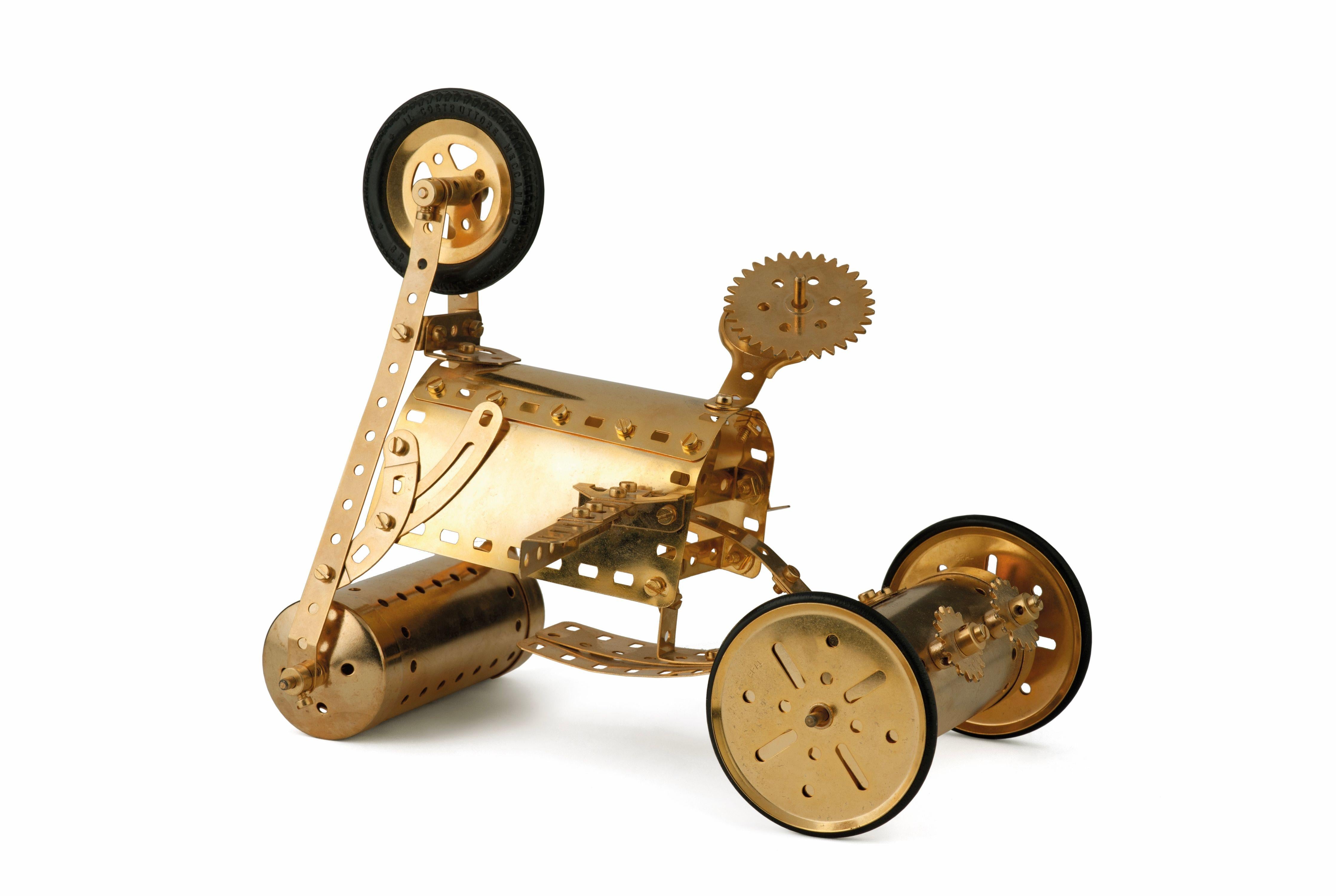 The golden Roll-Dragster - Sculpture by Enrico Baj
