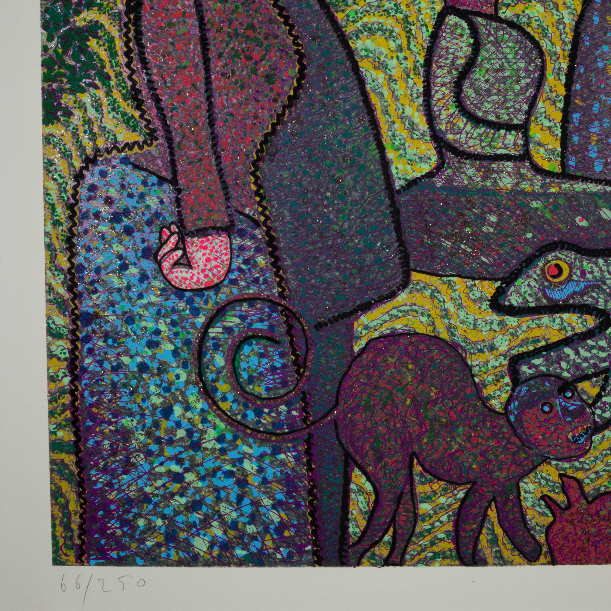 italien Enrico Baj, D'apre a La Gand Jatte, édition limitée, signée, 1973 en vente