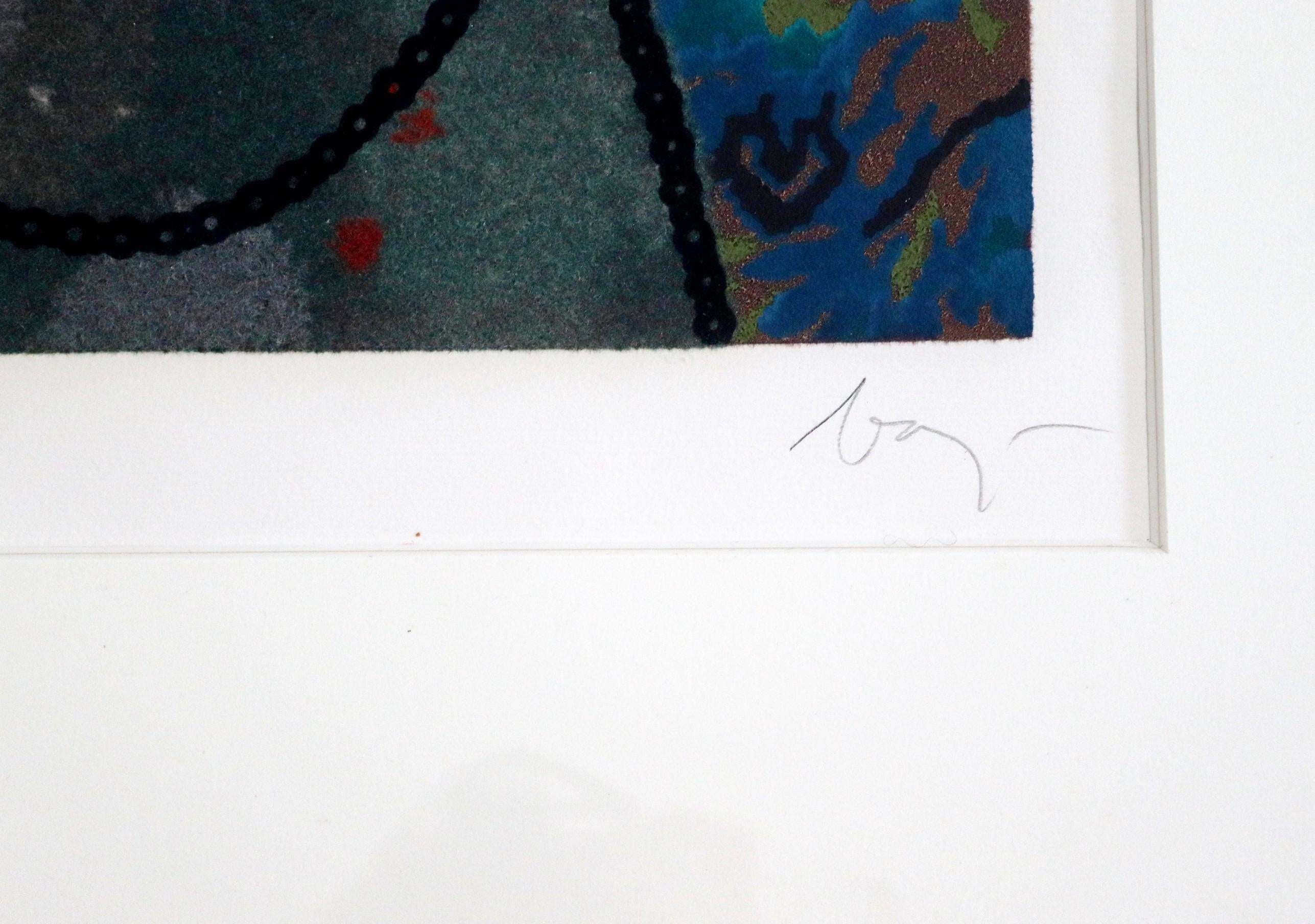 Paper Enrico Baj Untitled 1989 Signed Lithograph Framed