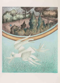 Paper Bird - Lithograph by Enrico Benaglia - 1990s