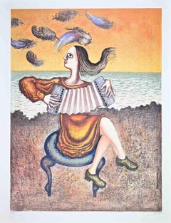 El Acordeonista - Litografía de Enrico Benaglia - Años 80