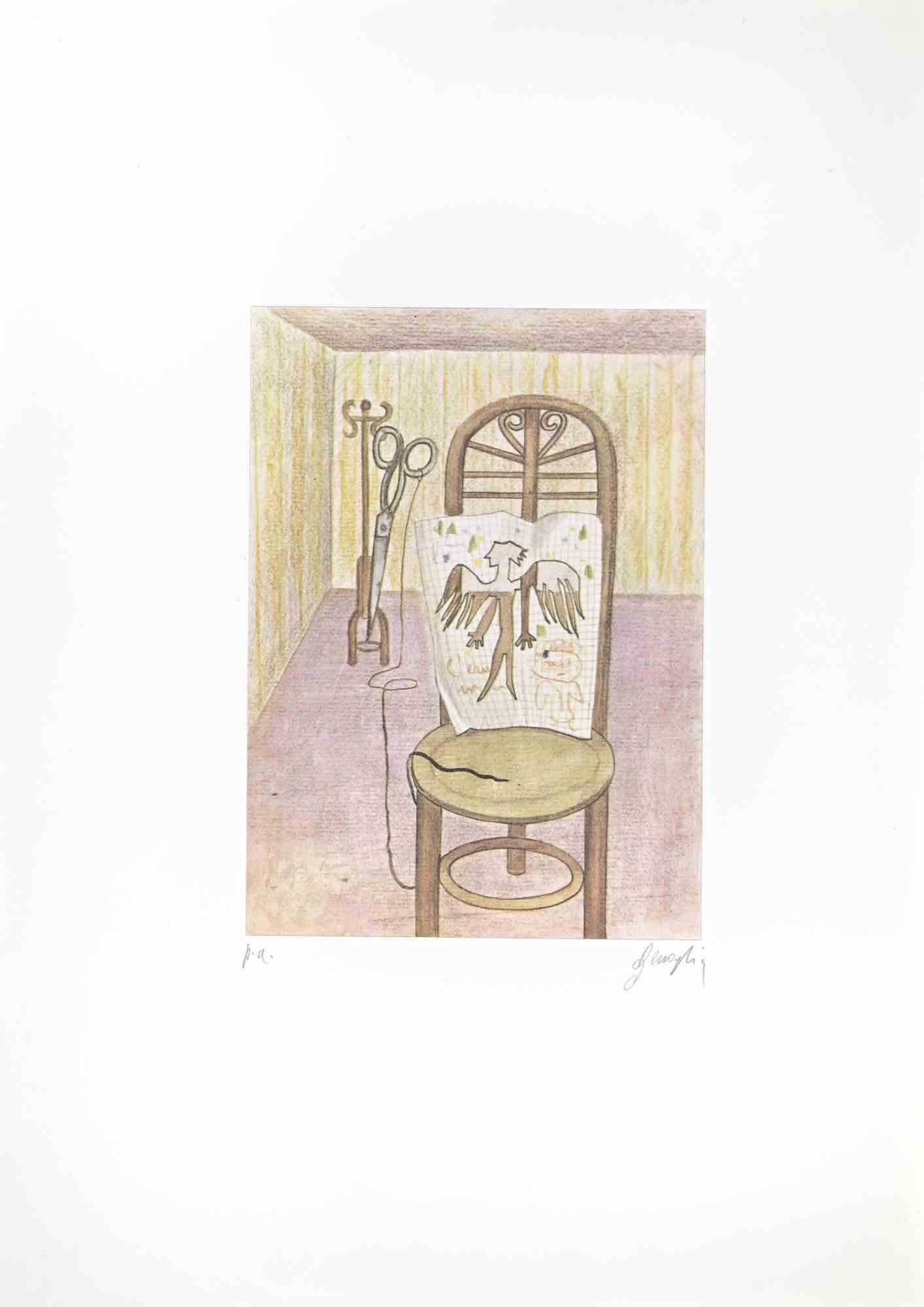 Lithographie en couleur réalisée par Enrico Benaglia.

Épreuve d
artiste, signée à la main en bas à droite.

Excellent état.

Le peintre et graveur italien Enrico Benaglia est célèbre pour son imagerie fantaisiste et poétique qui mêle des récits