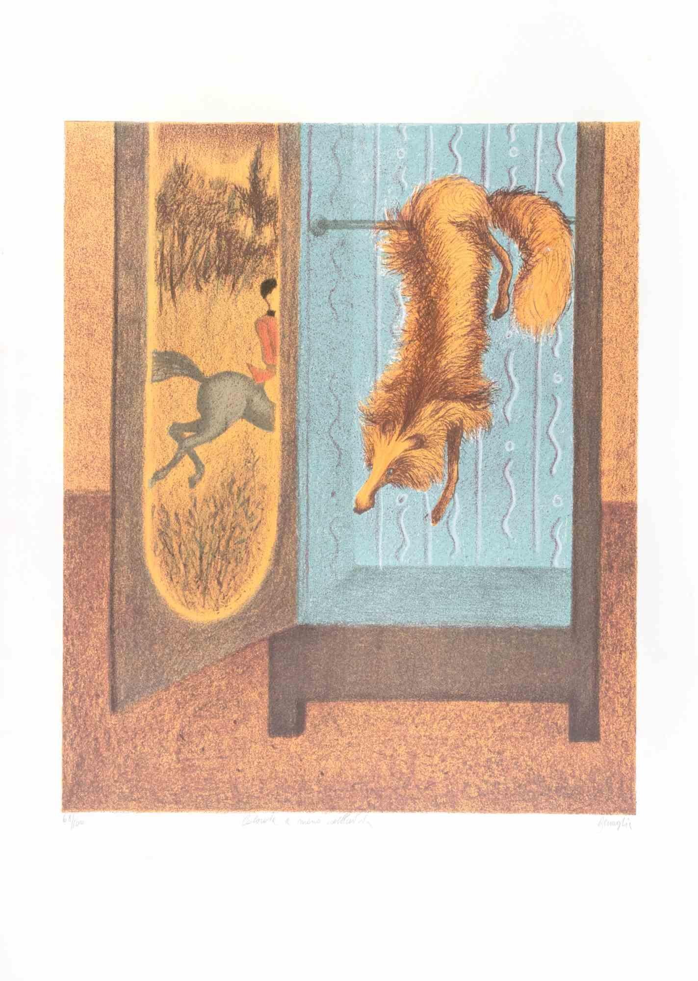 The Fox Lithograph, Hand Colored, Modern Style, Signed, Edition of 100