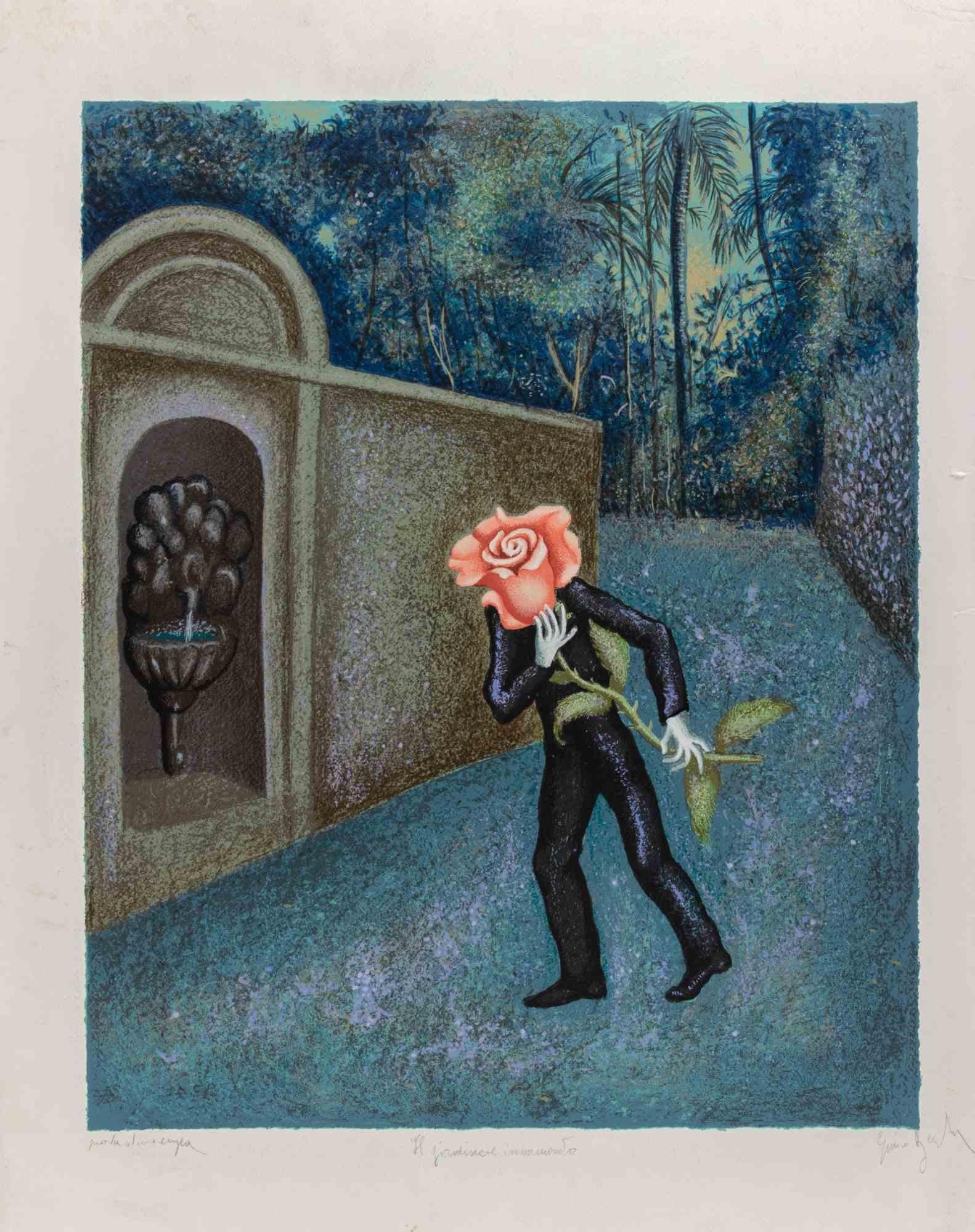 The Gardener in Love - Lithograph by Enrico Benaglia - 2000s