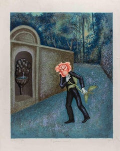 El jardinero enamorado - Litografía de Enrico Benaglia - Años 2000