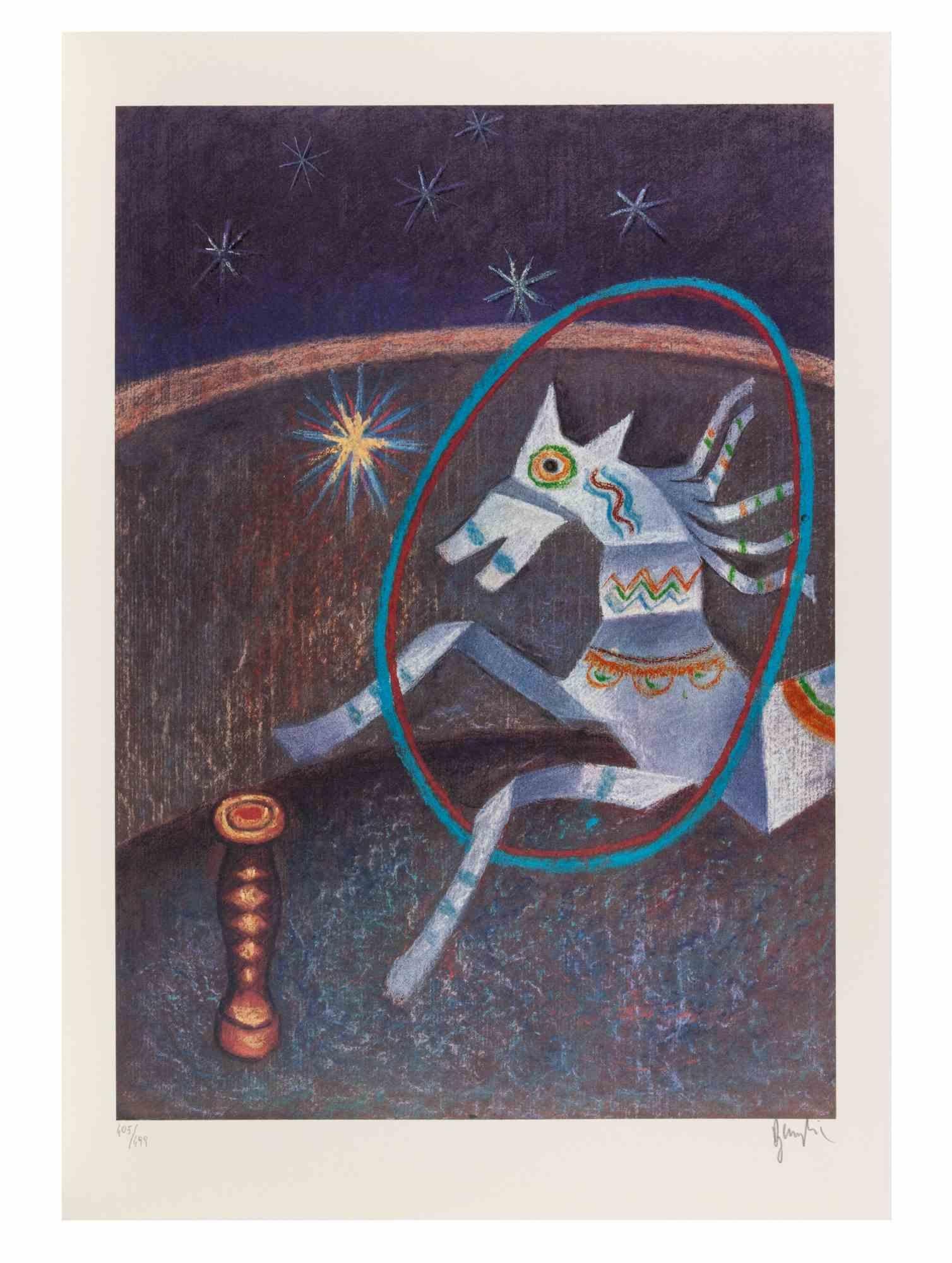 Lithograph on paper.

Hand signed and numbered in pencil.

Image dimension cm 42,5x30.

Edition of 499.

Excellent condition.