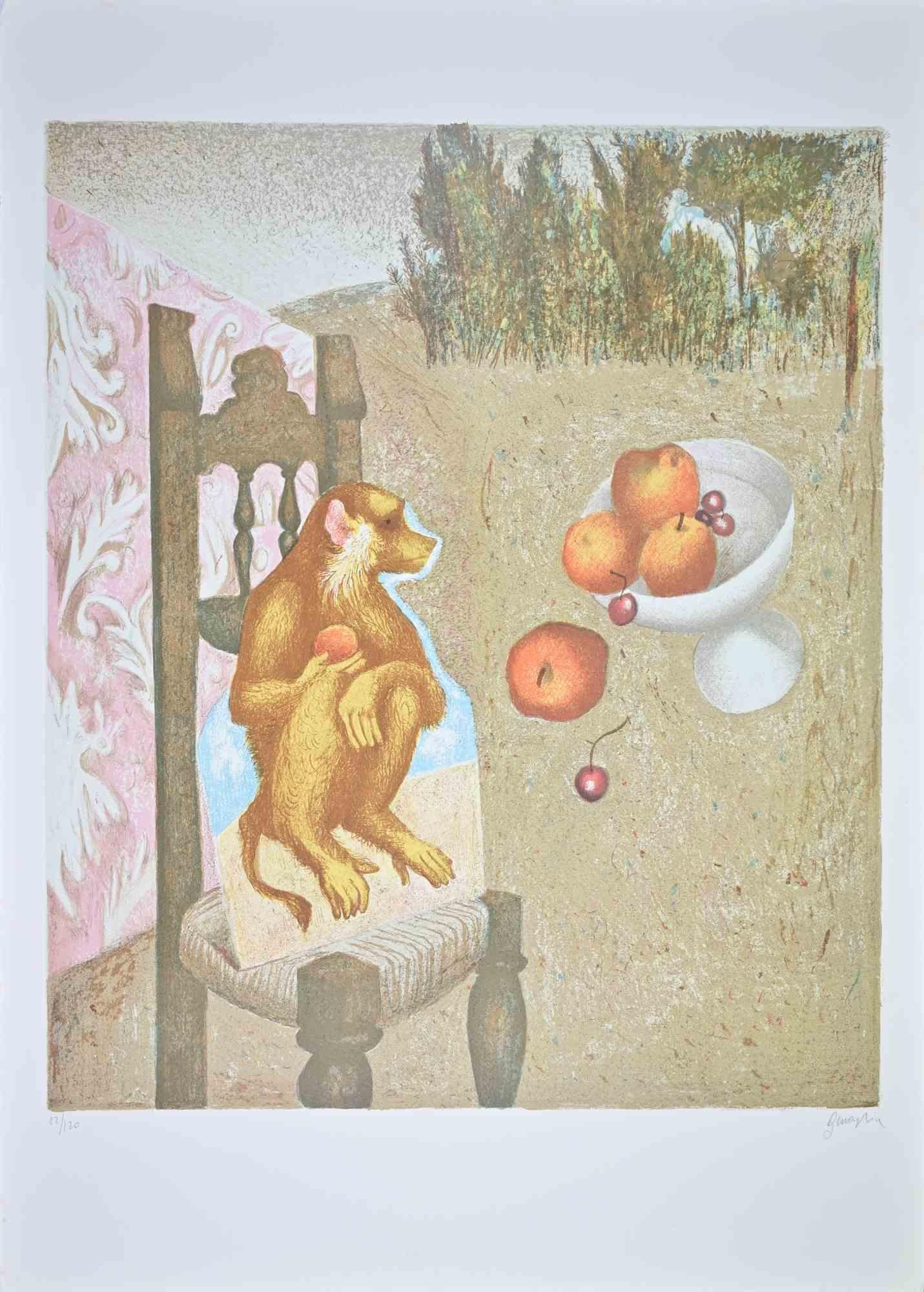 The Monkey - Lithograph by Enrico Benaglia - 1990s