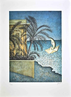 The Moon Cruise - Lithograph by Enrico Benaglia - 1990s