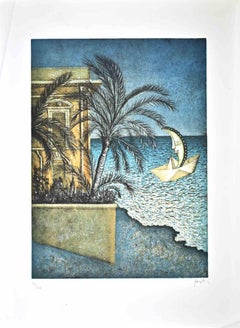 The Moon Cruise - Lithograph by Enrico Benaglia - 1990s