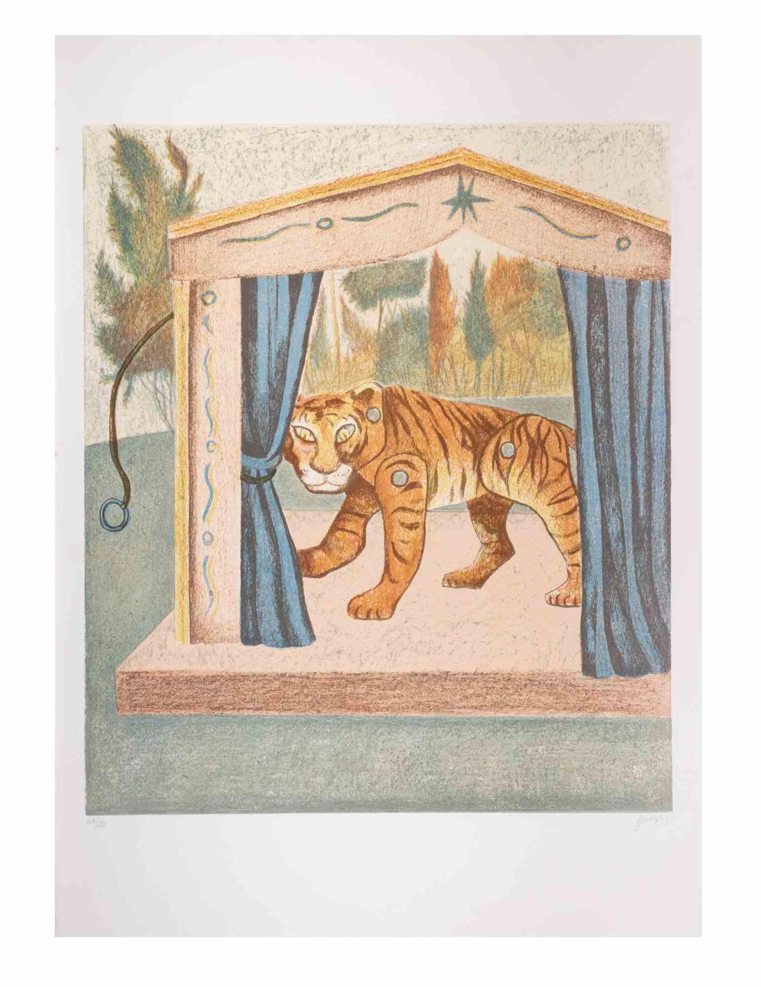 The Tiger - Lithograph by Enrico Benaglia - 1990s For Sale 1