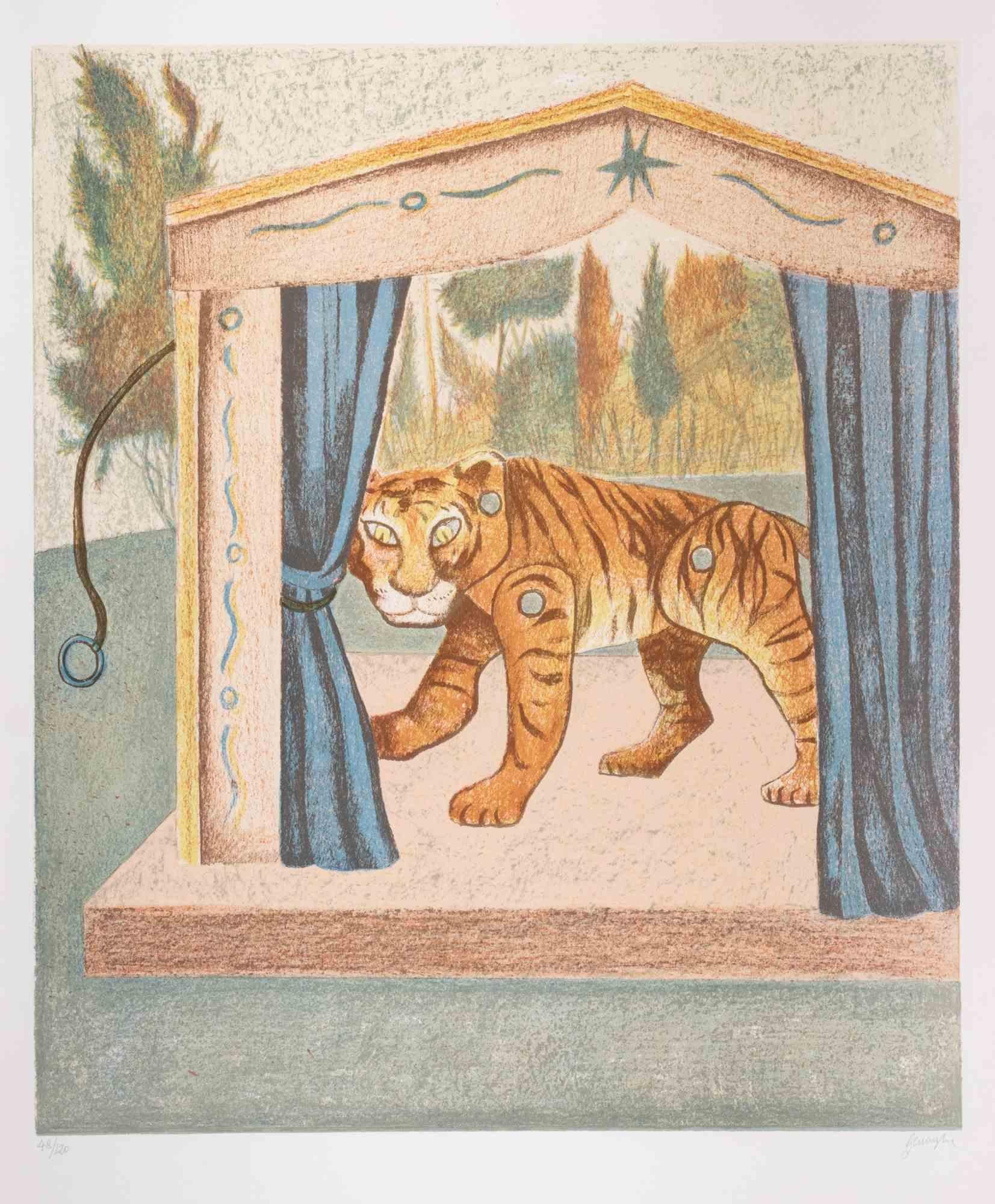 Lithograph hand colored realized by Enrico Benaglia.

Edition of 120.

Hand signed and numbered in pencil.

Excellent condition.