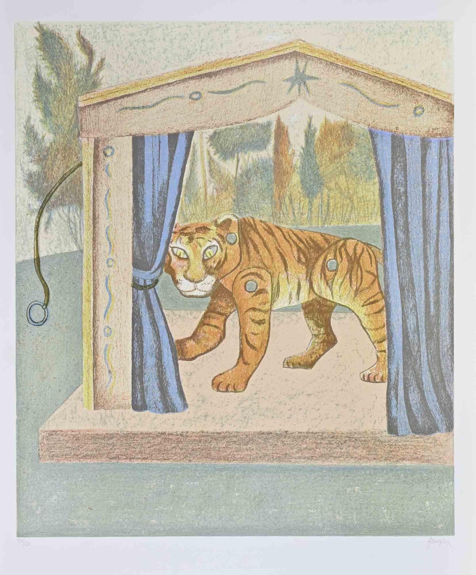 Lithograph hand colored realized by Enrico Benaglia.

Edition of 120.

Hand signed and numbered in pencil.

Excellent condition.