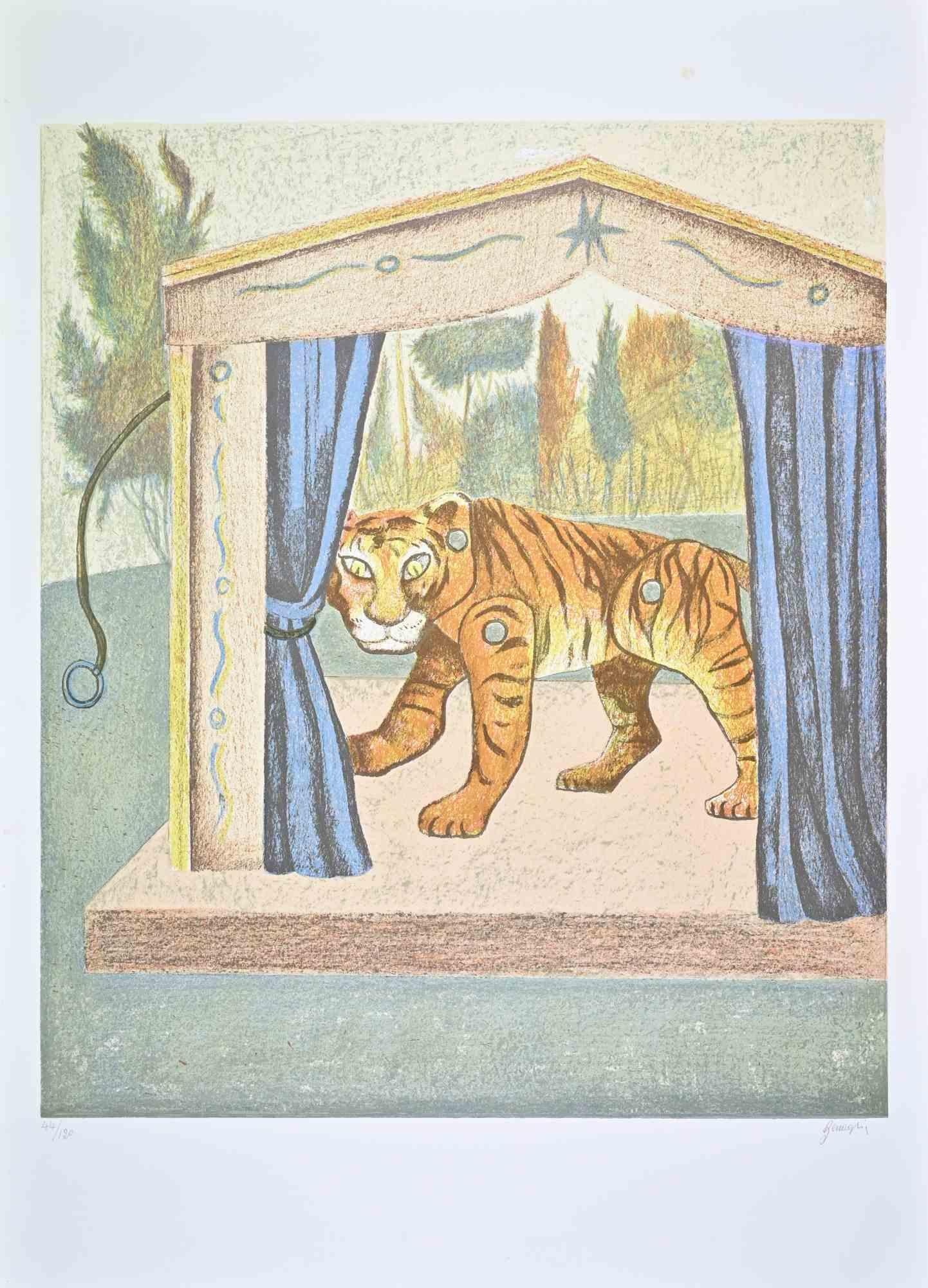 The Tiger - Lithograph by Enrico Benaglia - 1990s
