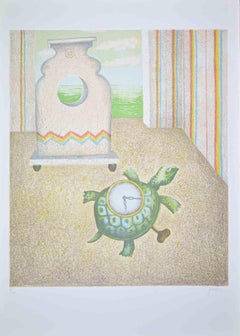 The Turtle-Clock - Lithograph by Enrico Benaglia - 1990s