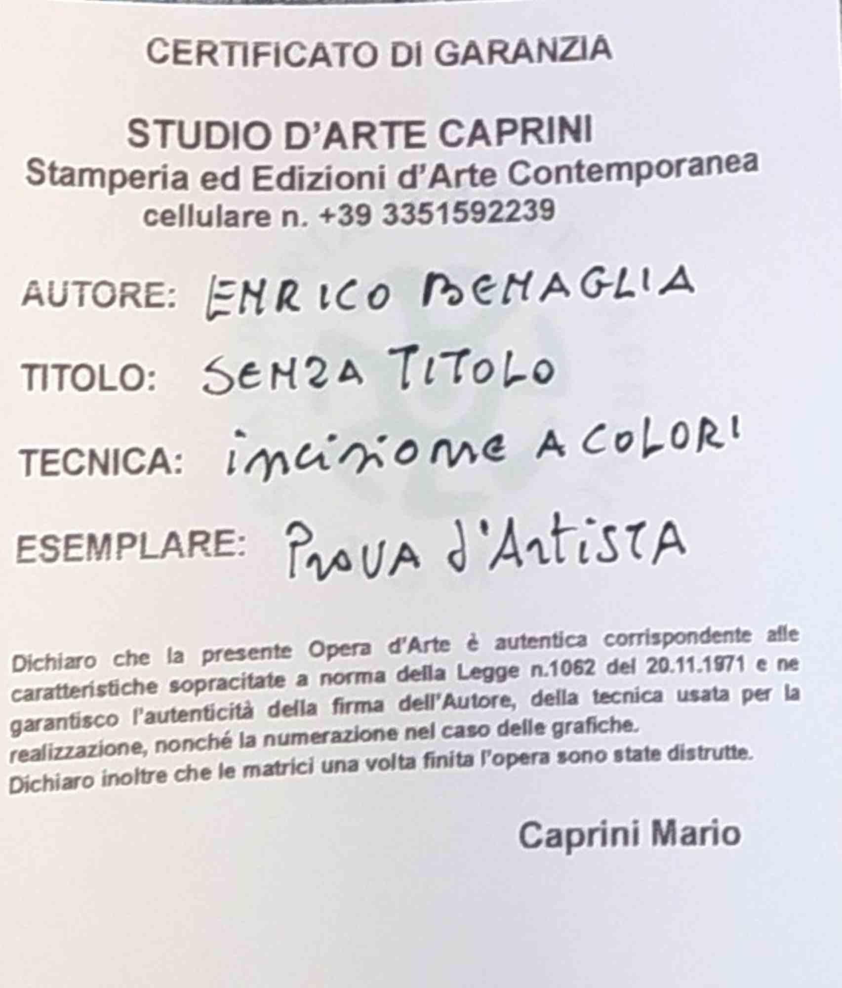 Sin título - Litografía de Enrico Benaglia - 2000 en venta 1