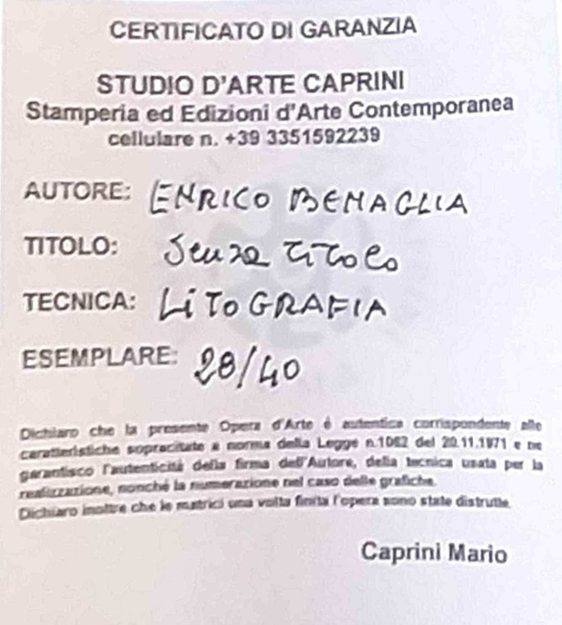 Senza titolo - Litografia di Enrico Benaglia - 2010 in vendita 1