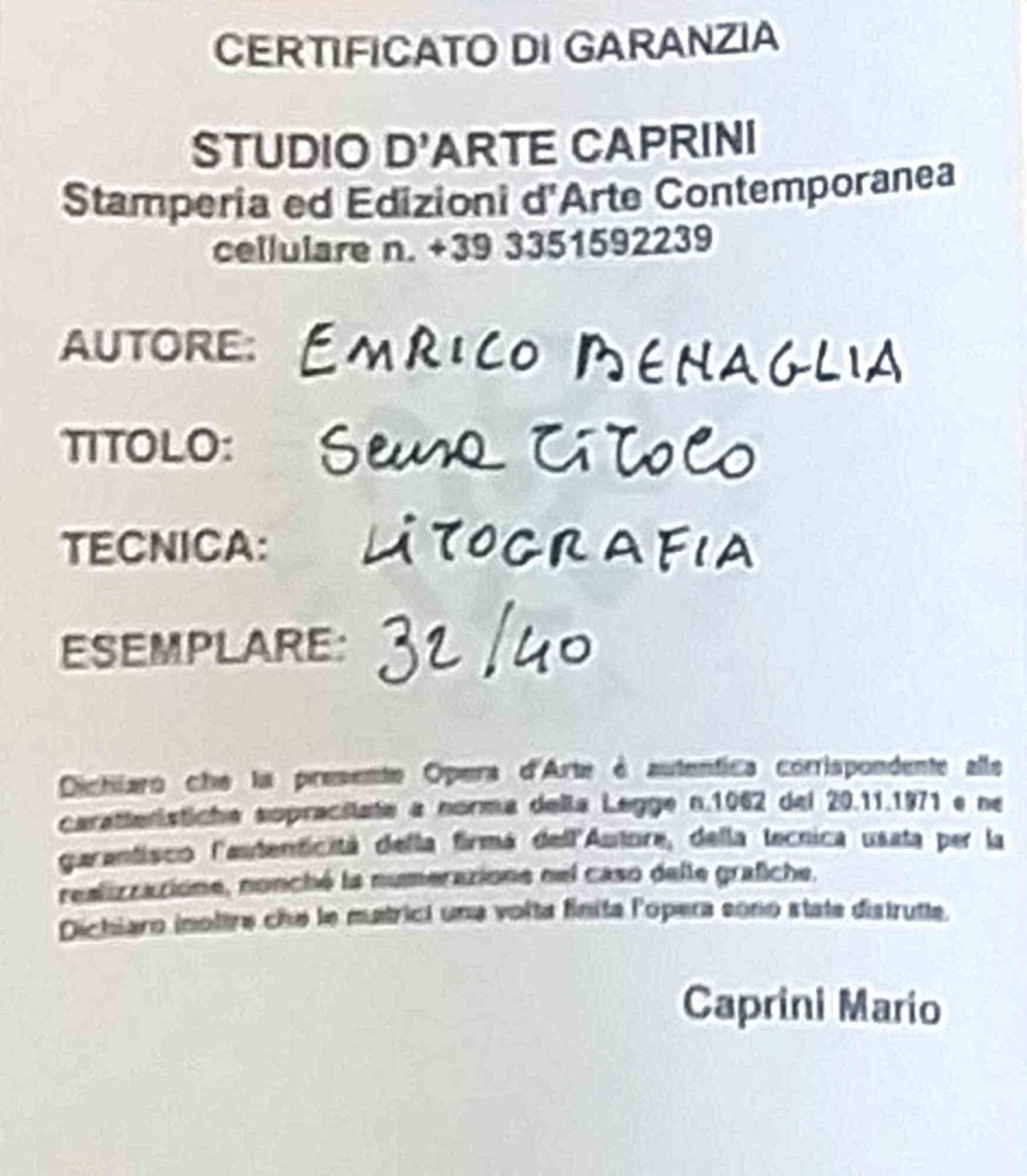 Sin título - Litografía de Enrico Benaglia - 2010 en venta 1