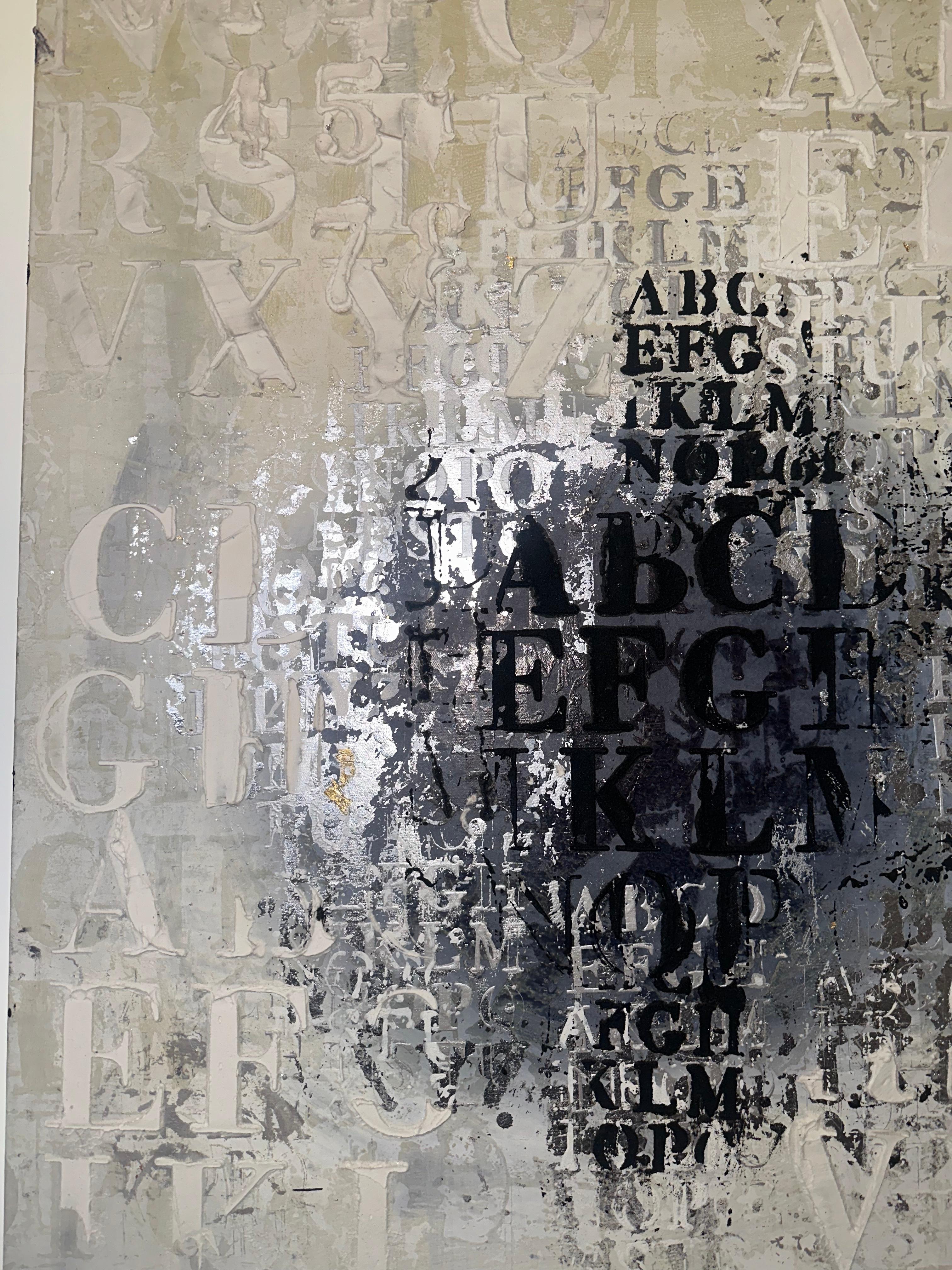 Nero su bianco - Abstract Painting Beige di Enrico Benetta