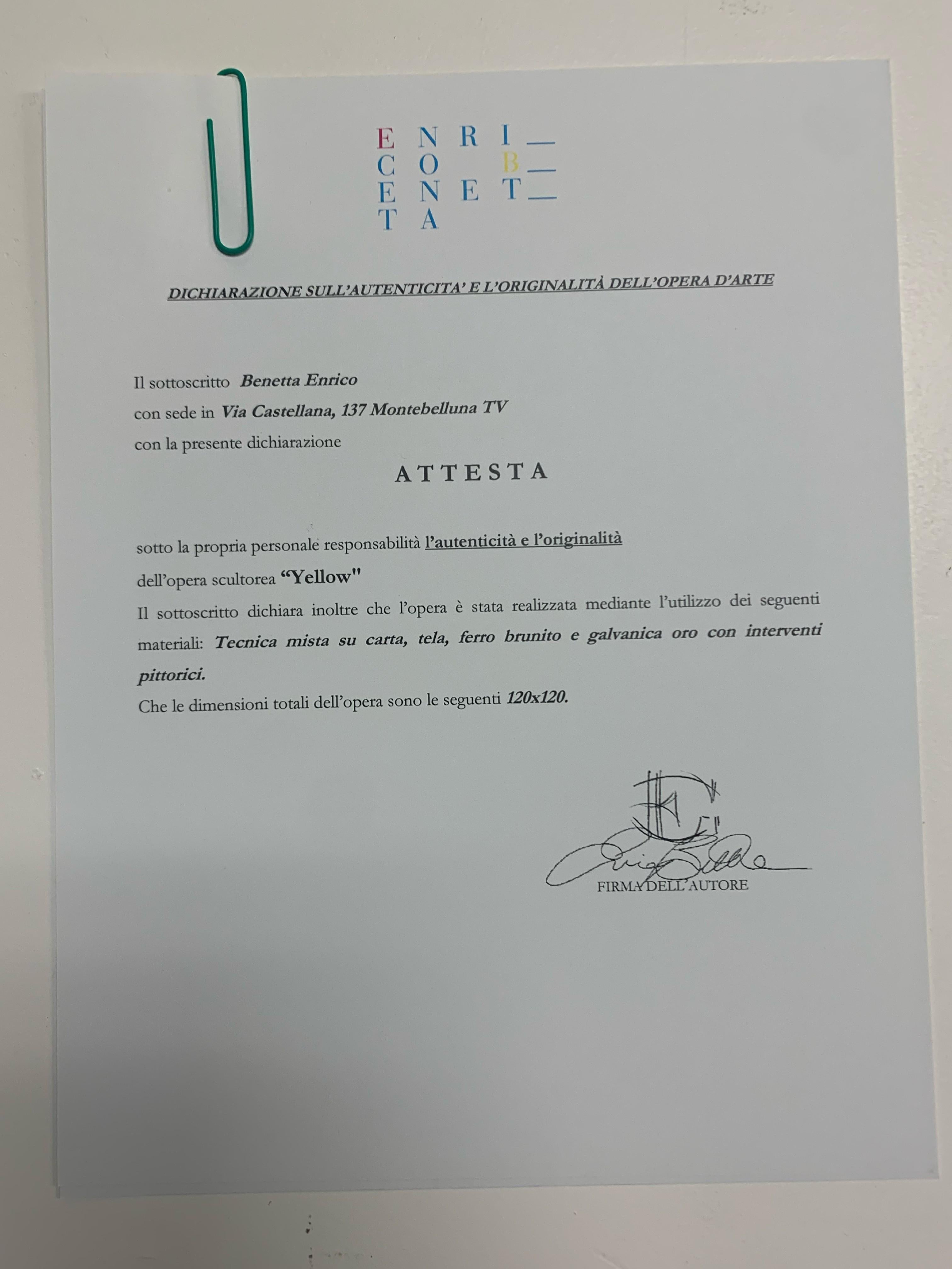 Jaune - Abstrait Painting par Enrico Benetta