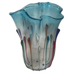 Enrico Cammozzo Signed Murano Glass Vase. Italy, Late 20th Century.