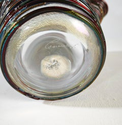 Enrico Cammozzo. Jarrón de cristal de Murano multicolor. Italia, años 80. Estilo Mid-Century Modern