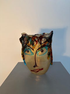 Enrico Camozzo Murano Blown Glass Picasso-Style Face Vase