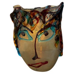 Enrico Camozzo Murano Blown Glass Picasso-Style Face Vase