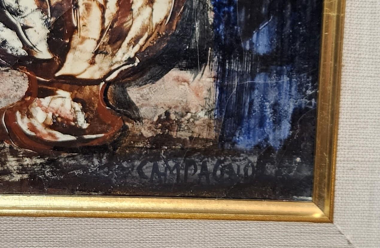 Retrato de chica, Naturaleza muerta, Moderno italiano - Painting de Enrico Campagnola
