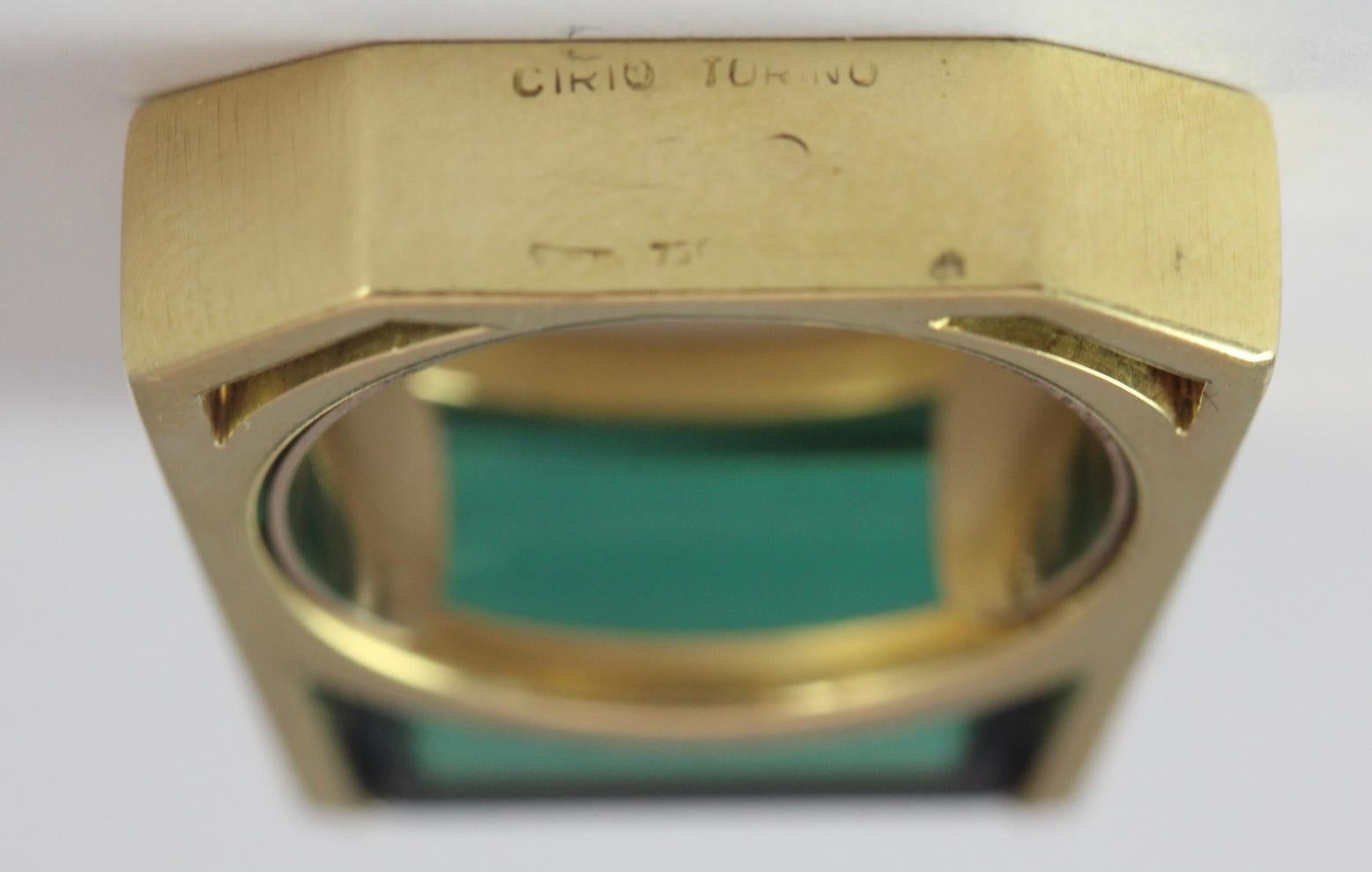 Enrico Cirio Anello da cocktail con tormalina verde e diamanti d'epoca in vendita 1