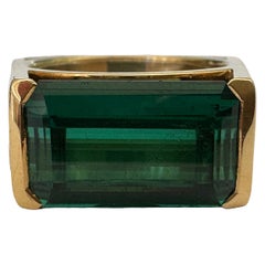 Enrico Cirio Vintage Green Tourmaline and Diamond Cocktail Ring Enrico Cirio Vintage Green Tourmaline and Diamond Cocktail Ring