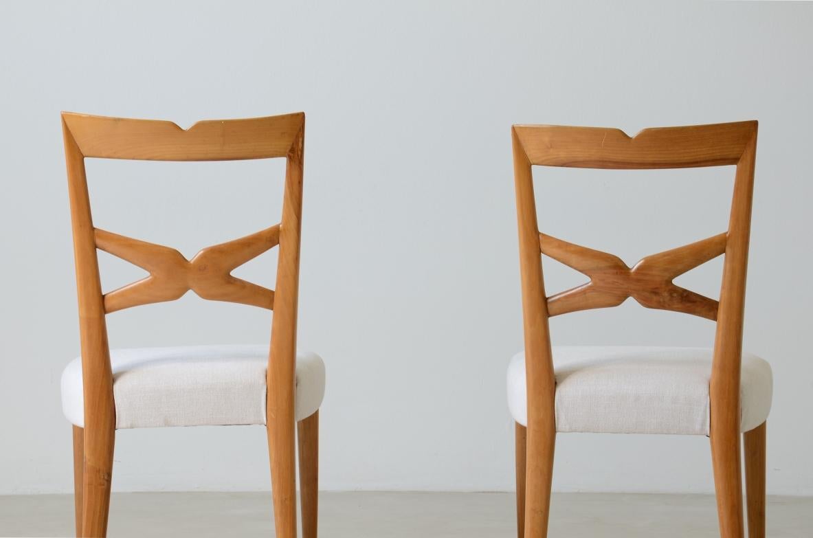 Enrico Ciuti set de 6 chaises élégantes en noyer blond en vente 1